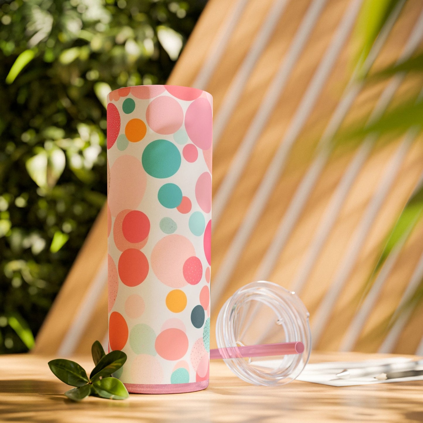 Colorful Polka Dot 20oz Skinny Tumbler with Straw - Fun & Stylish Drinkware