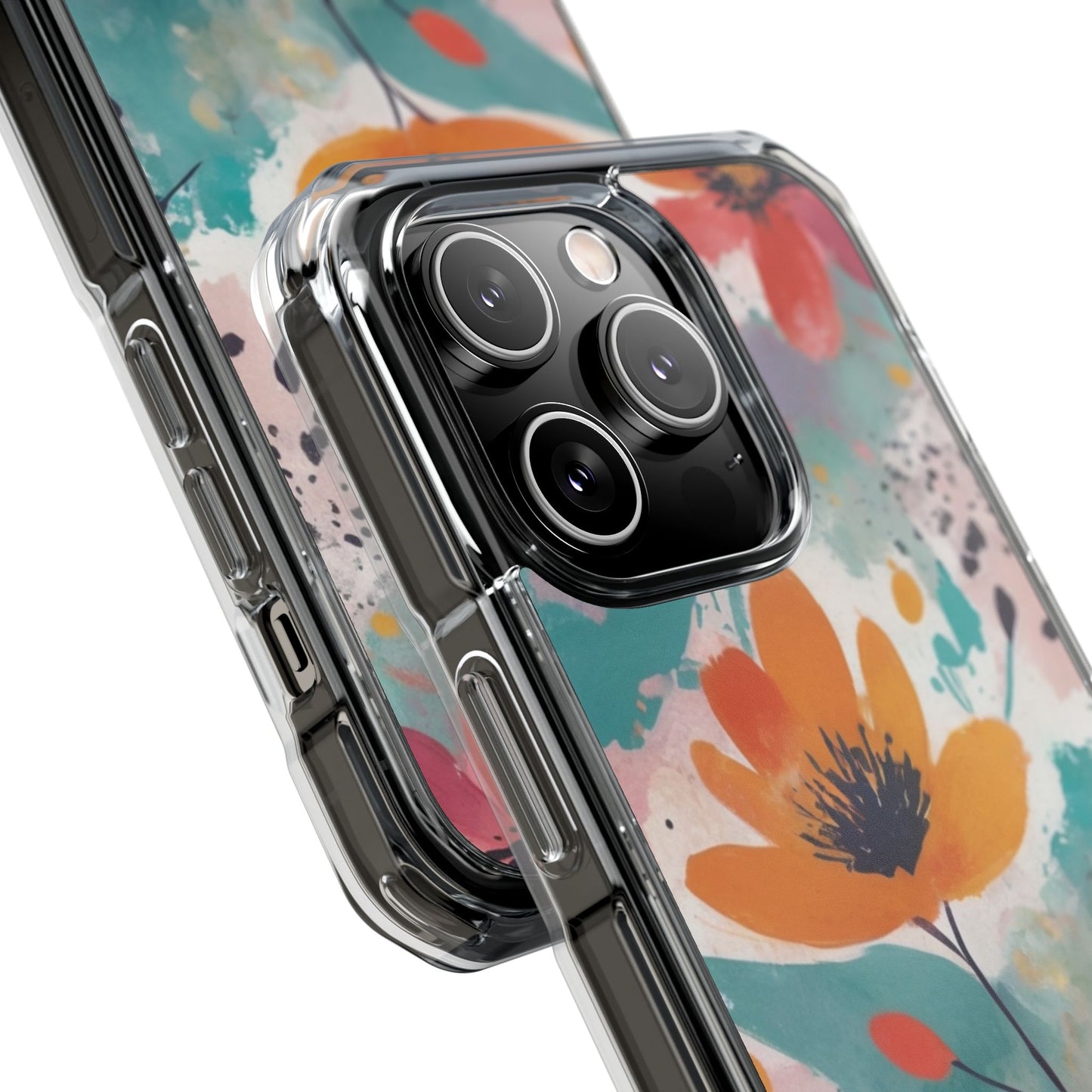 Floral Watercolor Design Magnetic Clear Impact Case for iPhone 16 15 14