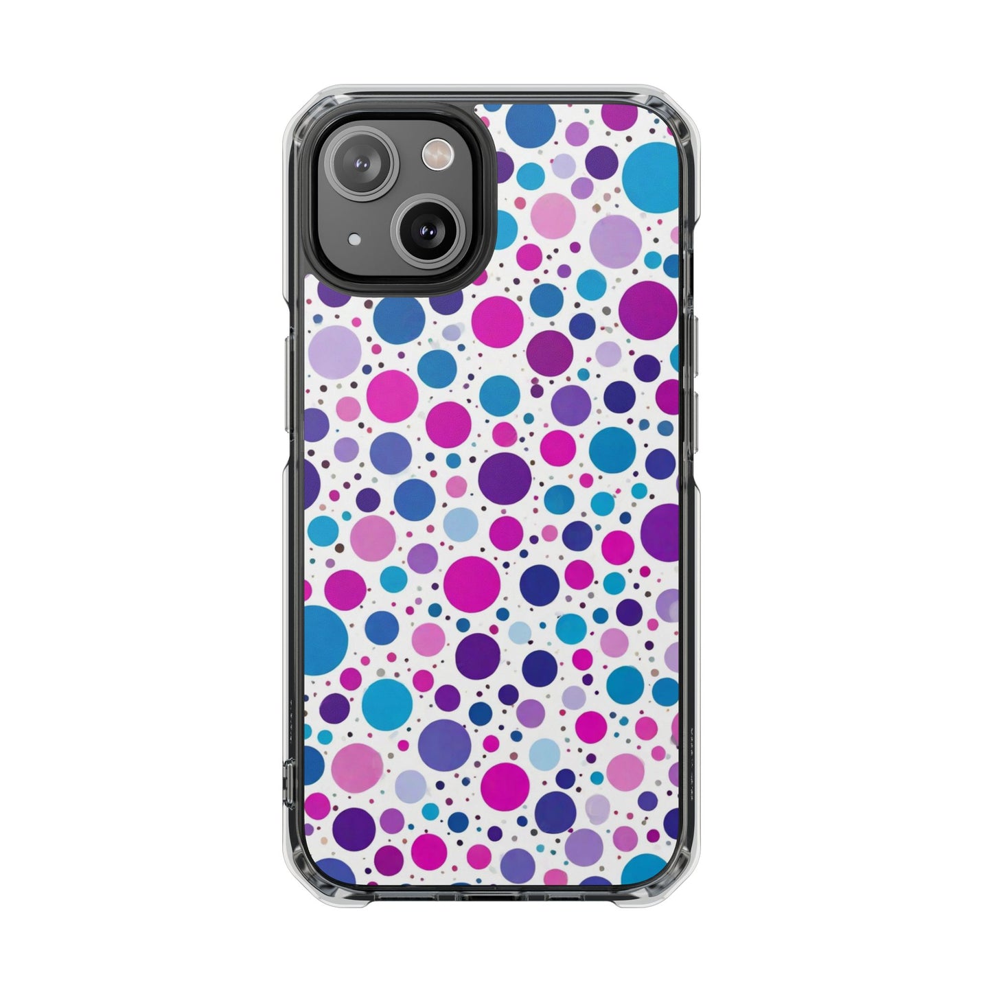 Polka Dot Design Magnetic Clear Impact Case for iPhone 16 15 14