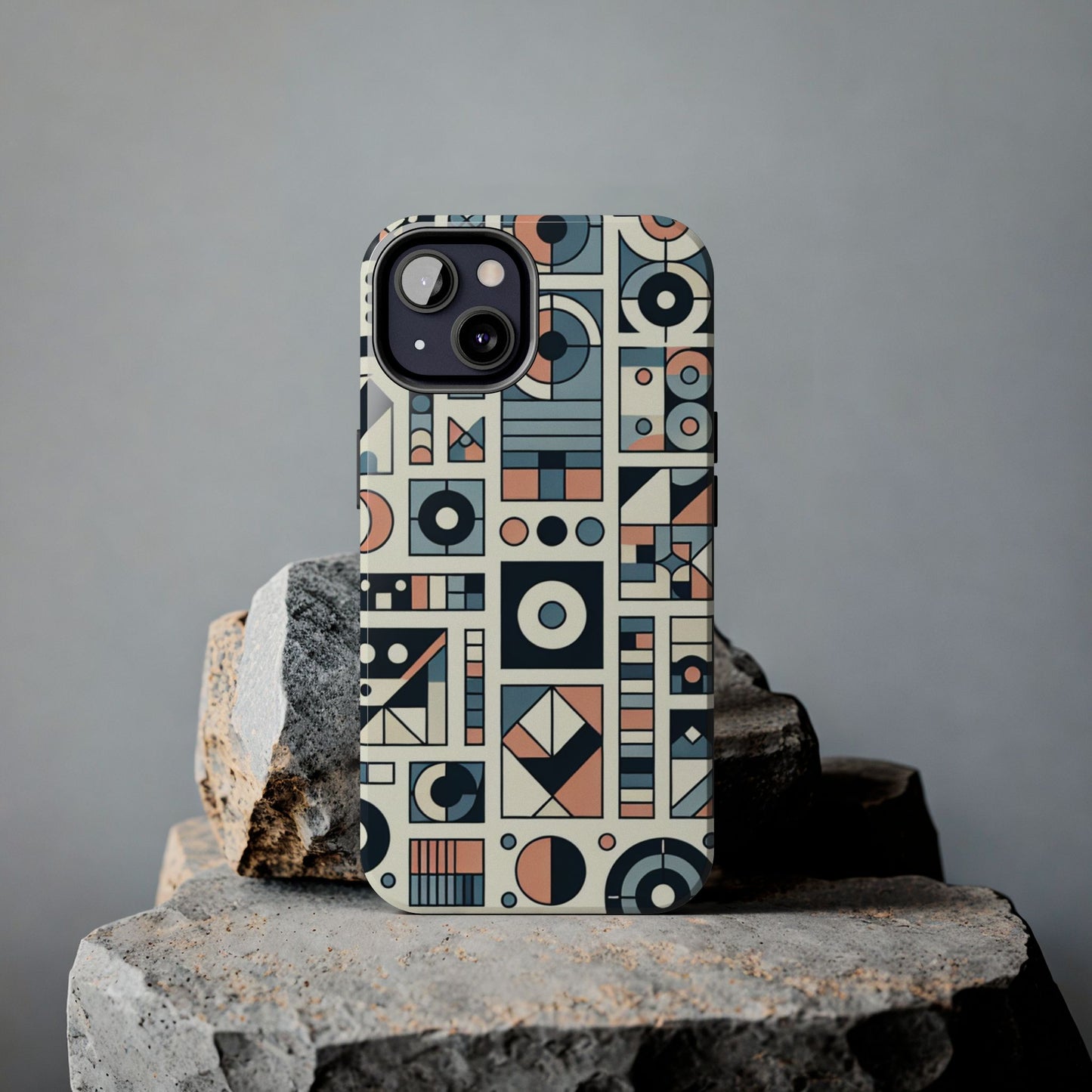 Geometric Print Tough Phone Case for iPhone 16 15 14 13 12 11 X 8 7 Samsung Galaxy S24 S23 S22 S21