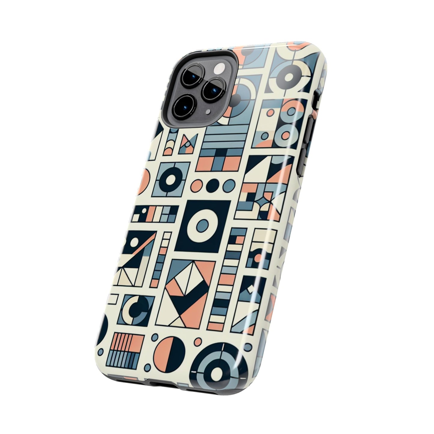 Geometric Print Tough Phone Case for iPhone 16 15 14 13 12 11 X 8 7 Samsung Galaxy S24 S23 S22 S21