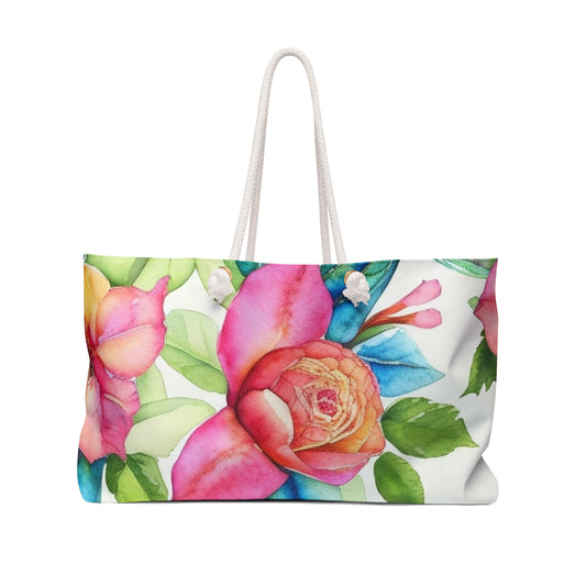 White Floral Weekender Bag