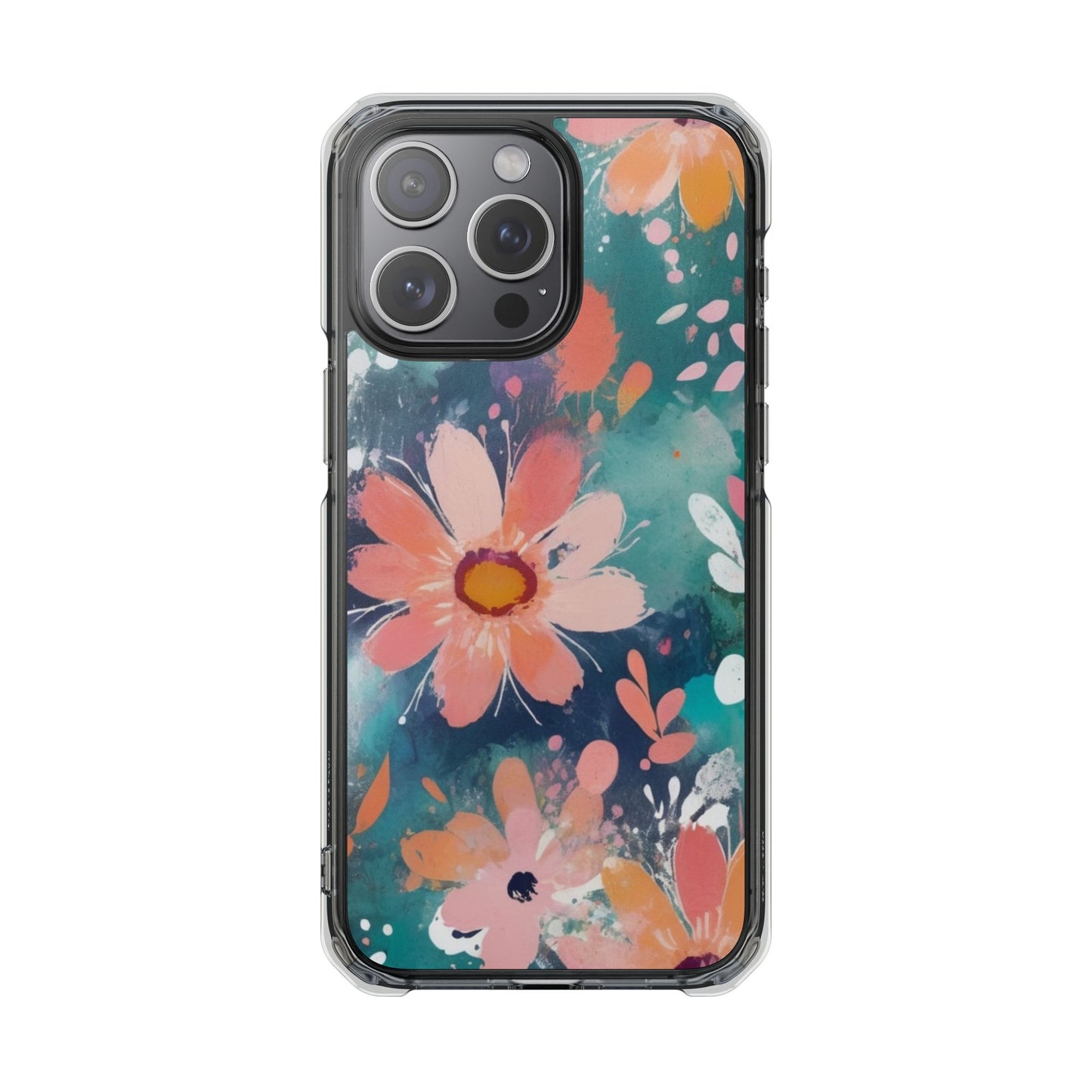Pastel Floral Magnetic Clear Impact Case for iPhone 16 15 14