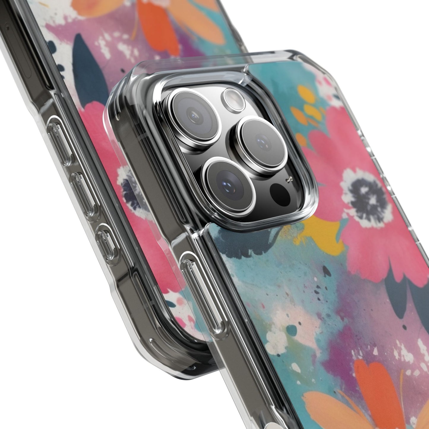 Vibrant Floral Magnetic Clear Impact Case for iPhone 16 15 14
