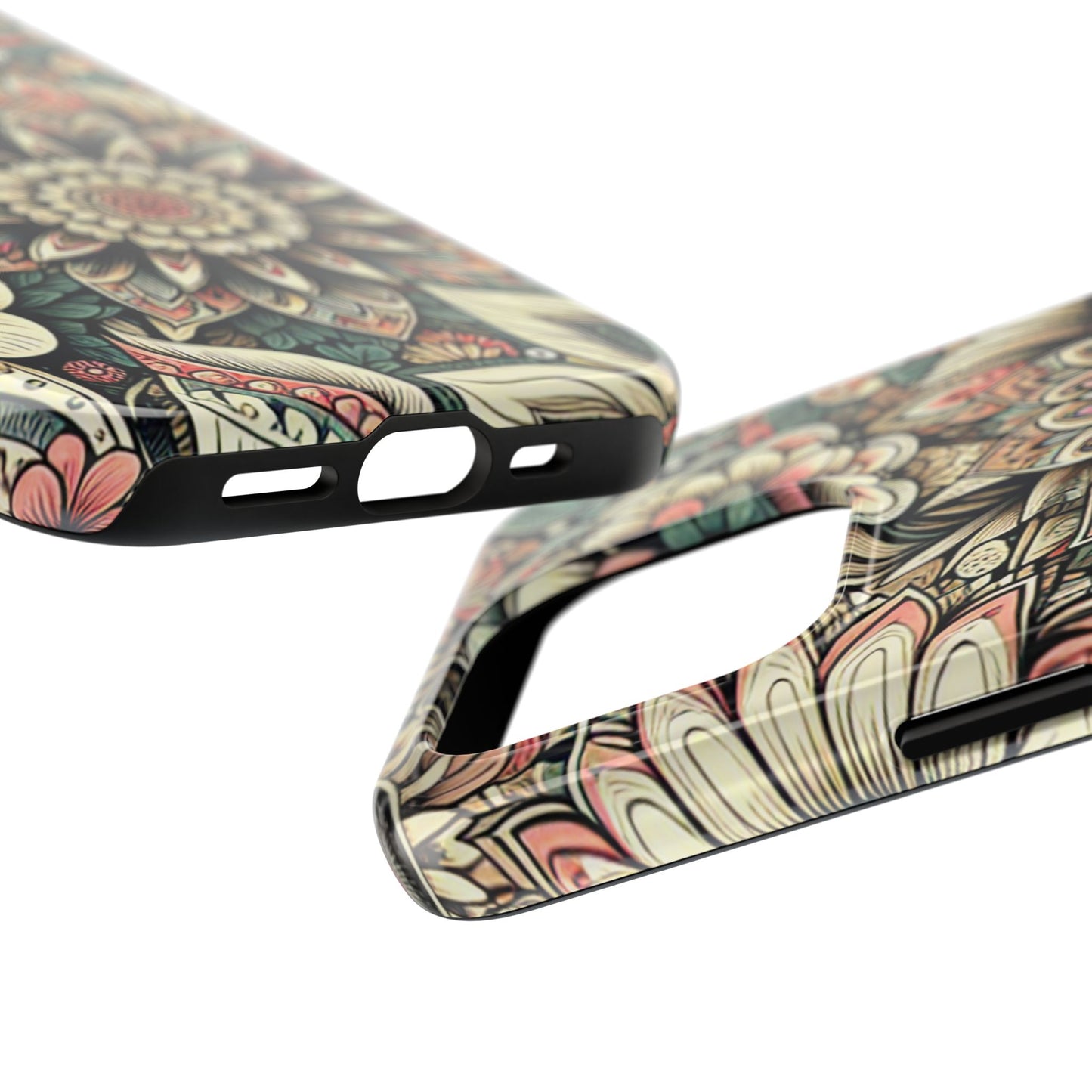 Boho Floral Tough Case for iPhone 16 15 14 13 12 11 X 8 7 Samsung Galaxy S24 S23 S22 S21