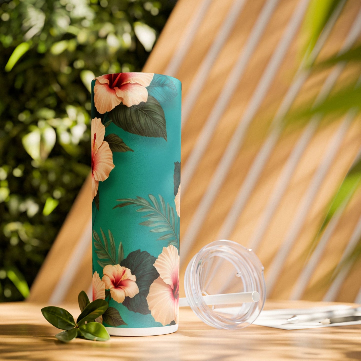 Tropical Floral Skinny Tumbler with Straw -20oz