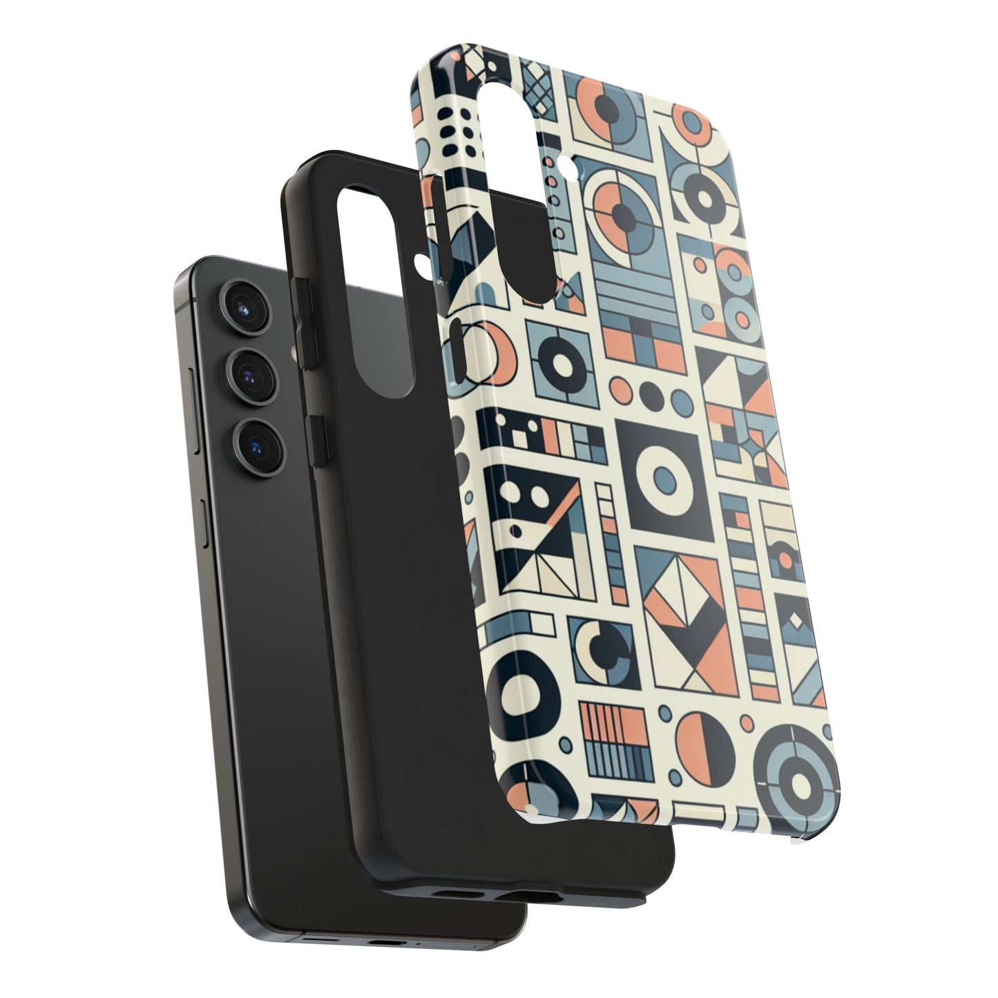 Geometric Print Tough Phone Case for iPhone 16 15 14 13 12 11 X 8 7 Samsung Galaxy S24 S23 S22 S21