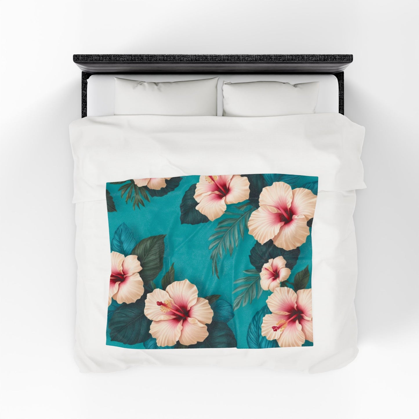 Tropical Floral Velveteen Plush Blanket - Cozy Floral Decor for Home