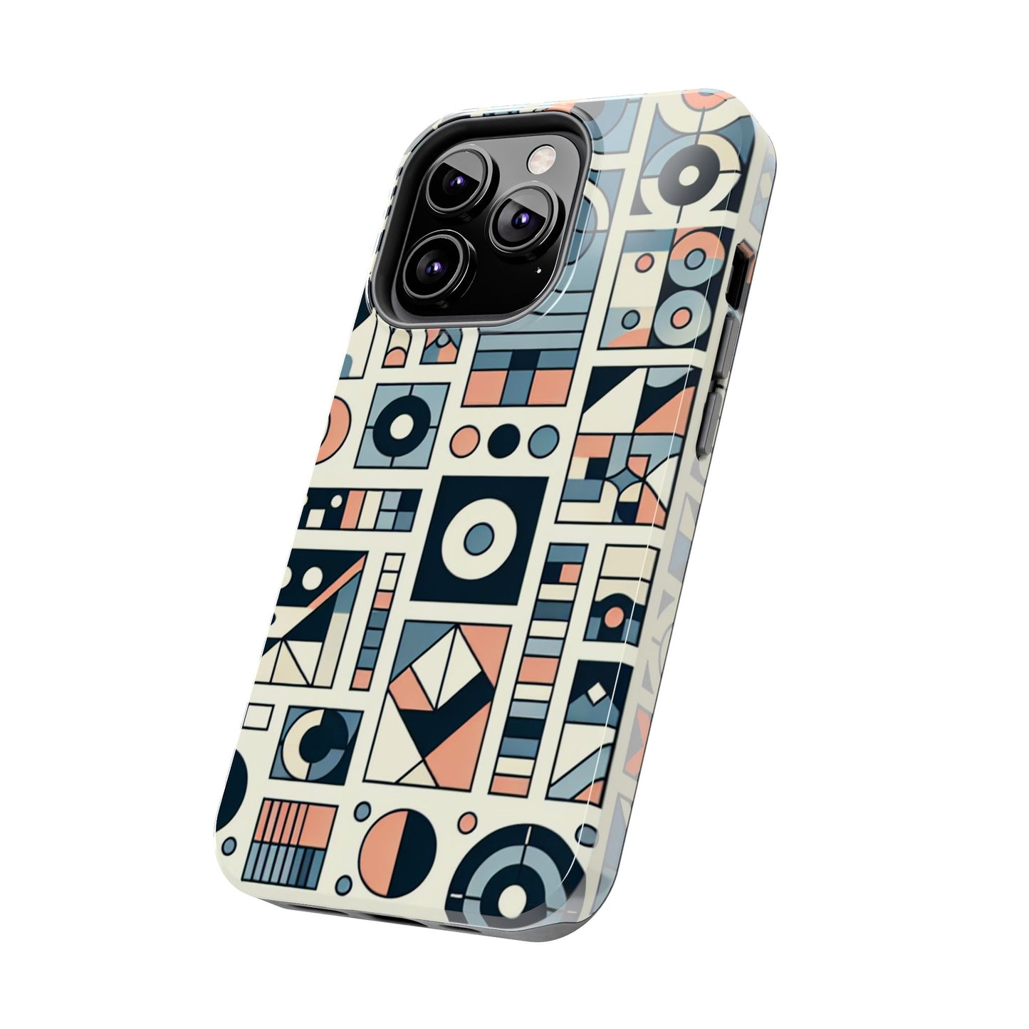 Geometric Print Tough Phone Case for iPhone 16 15 14 13 12 11 X 8 7 Samsung Galaxy S24 S23 S22 S21