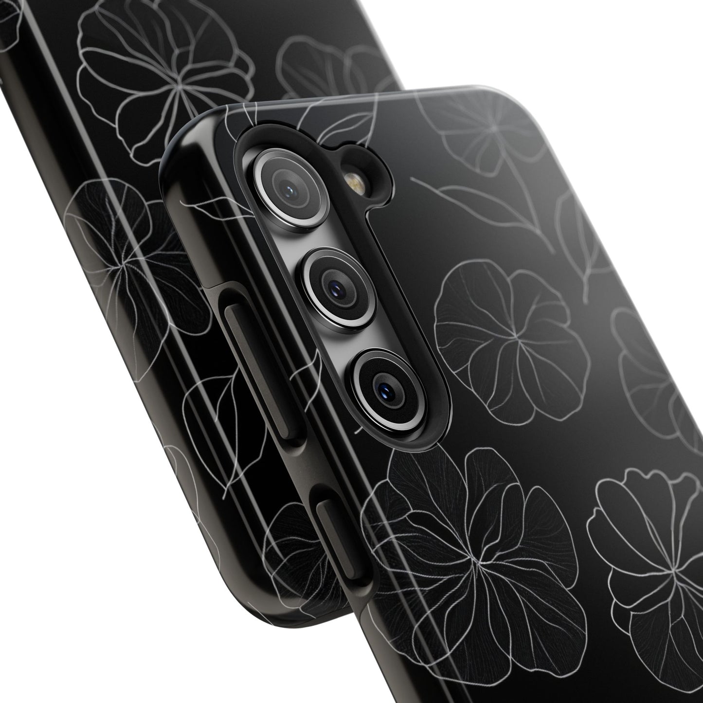 Black Floral Tough Phone Case