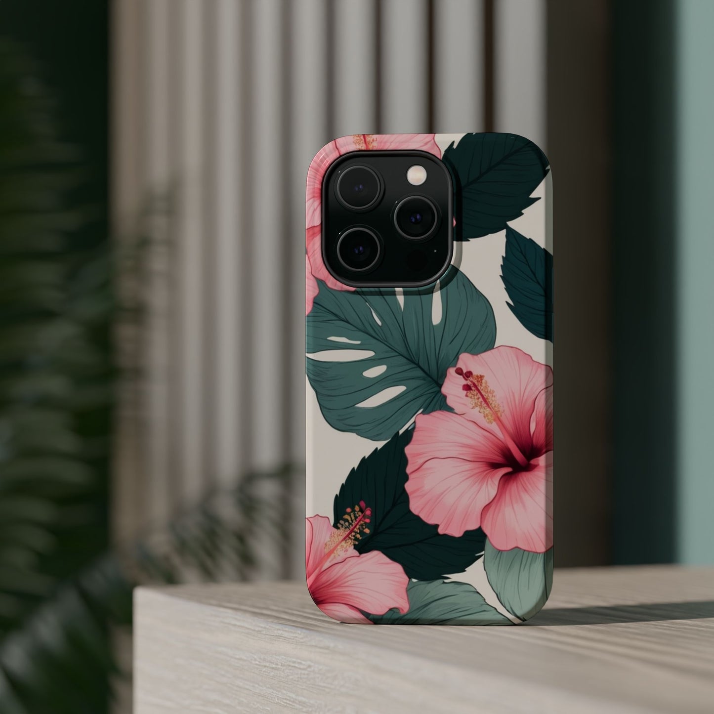 Tropical Hibiscus Magnetic Tough Phone Case for iPhone 13 14 15 16 Models
