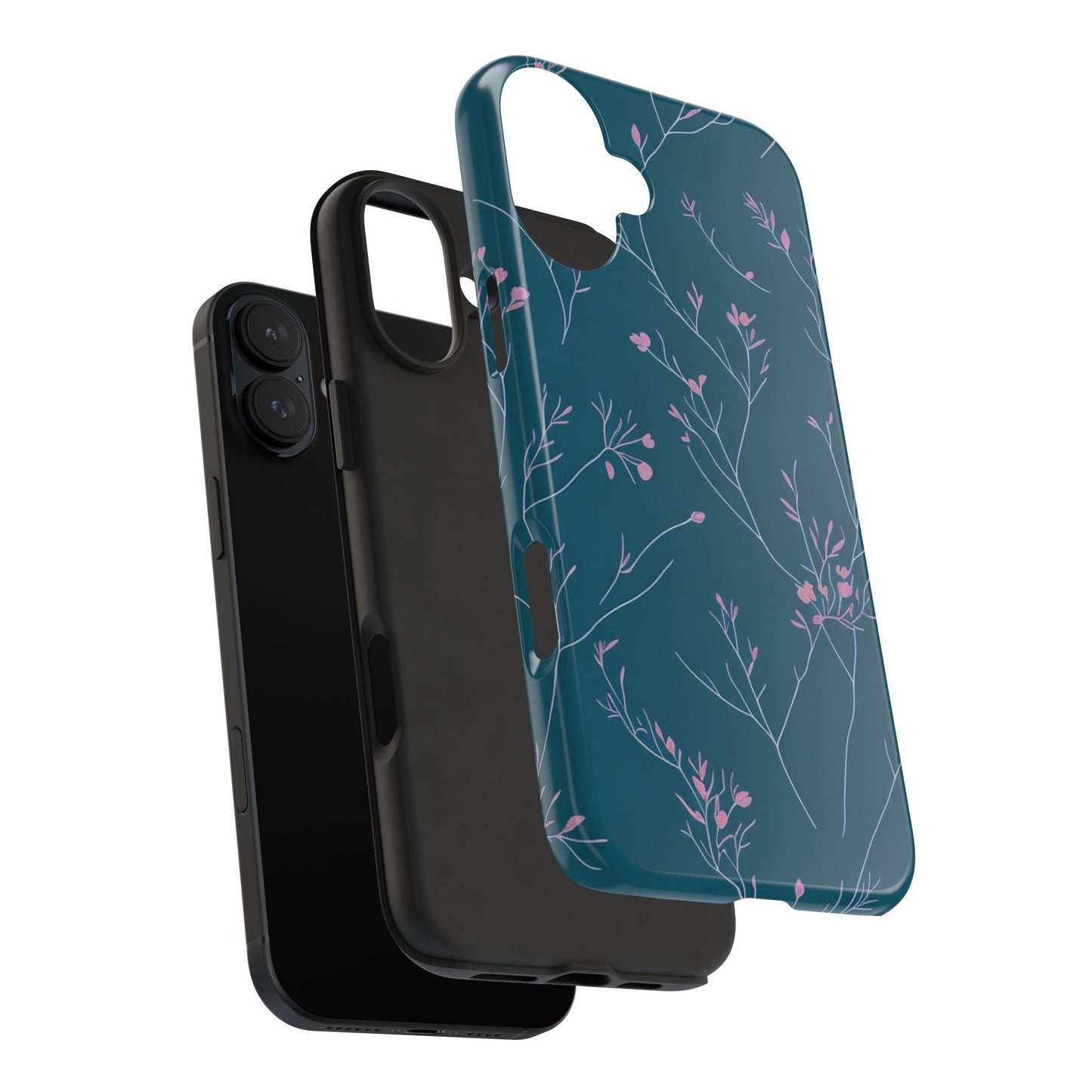 Teal Floral Tough Phone Case