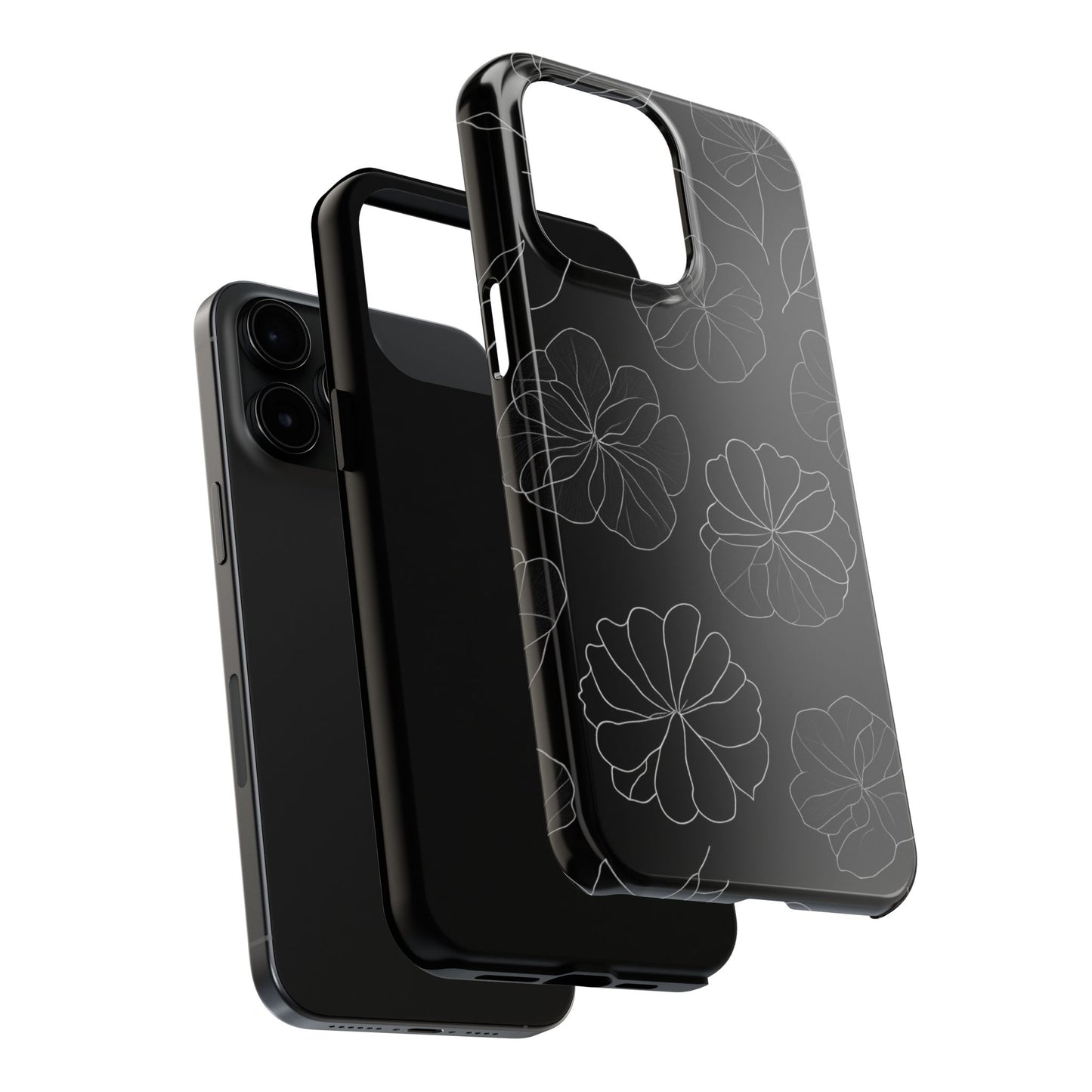 Black Floral Tough Phone Case
