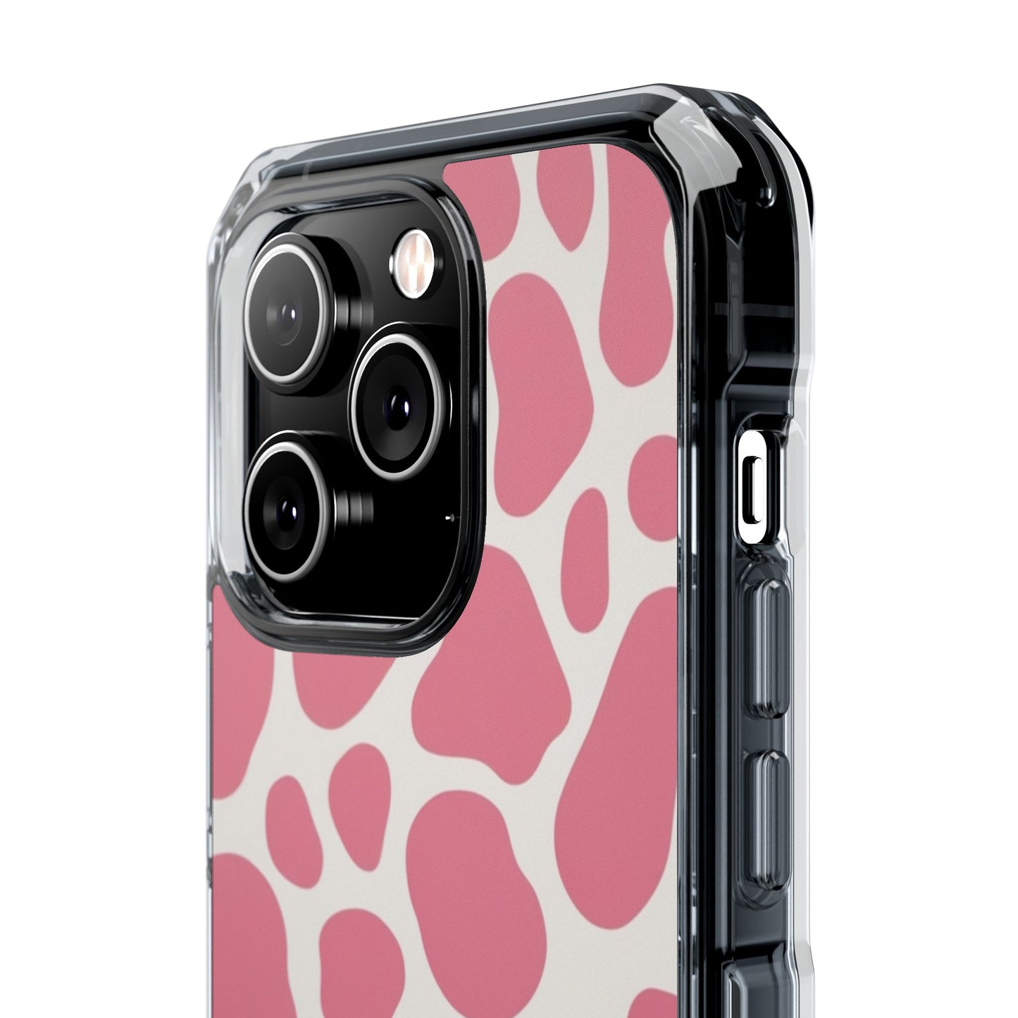 Pink Giraffe Print Magnetic Clear Impact Case for iPhone 16 15 14
