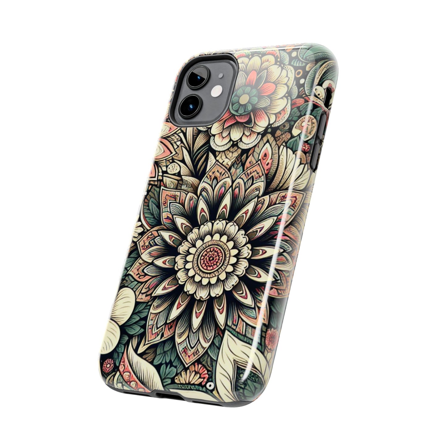 Boho Floral Tough Case for iPhone 16 15 14 13 12 11 X 8 7 Samsung Galaxy S24 S23 S22 S21