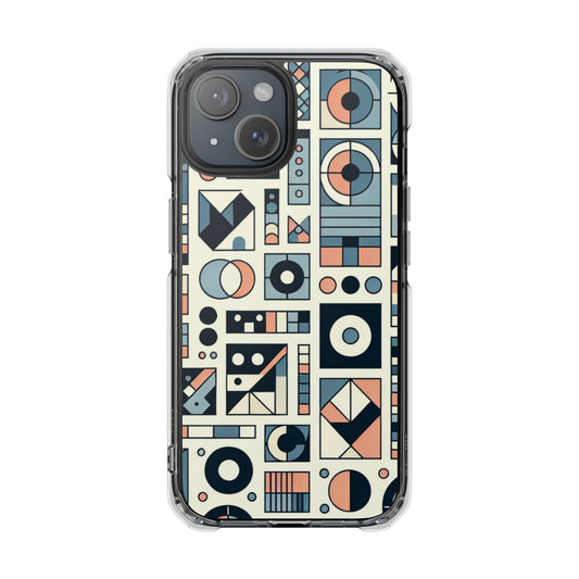 Geometric Print Magnetic Clear Impact Case for iPhone 16 15 14