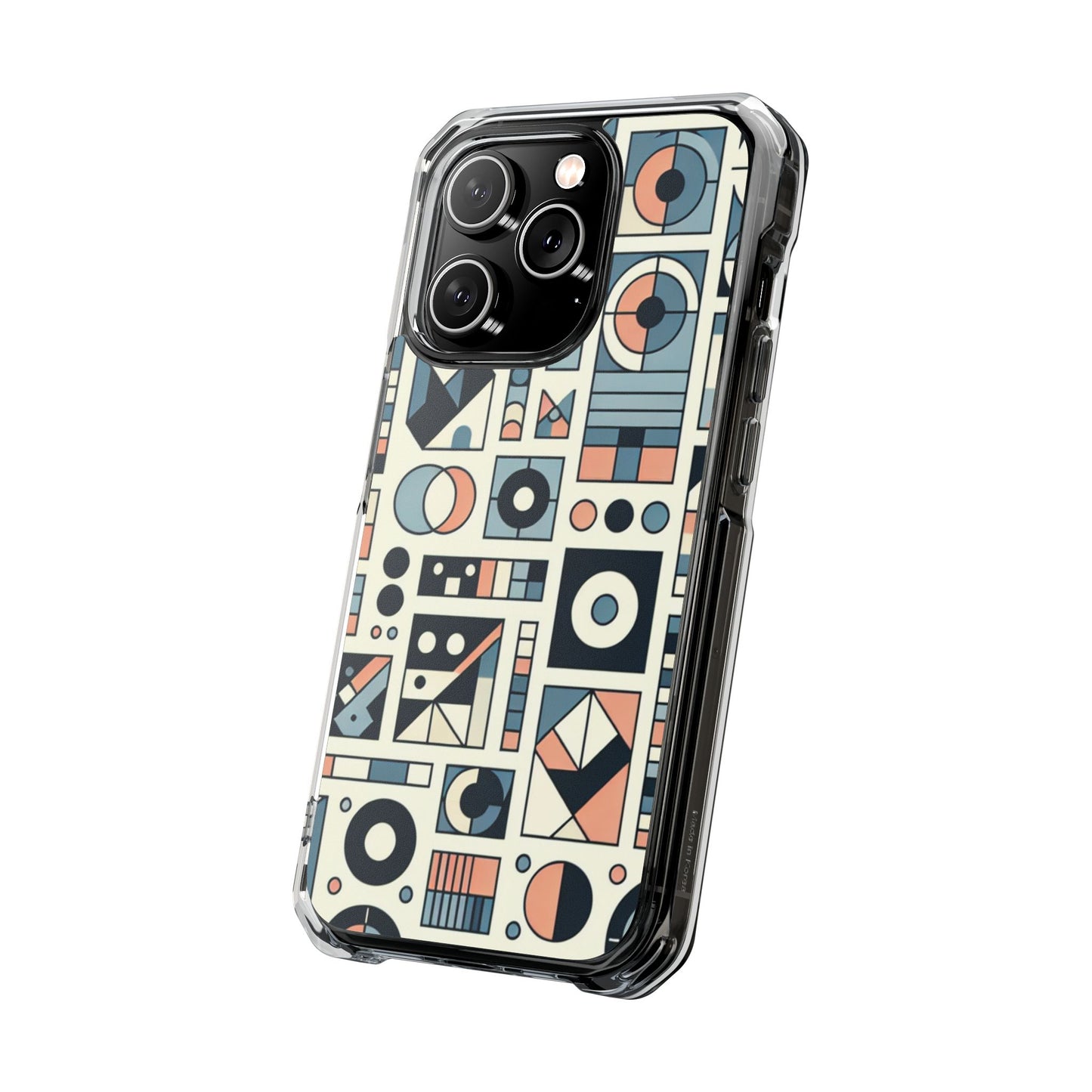 Geometric Print Magnetic Clear Impact Case for iPhone 16 15 14