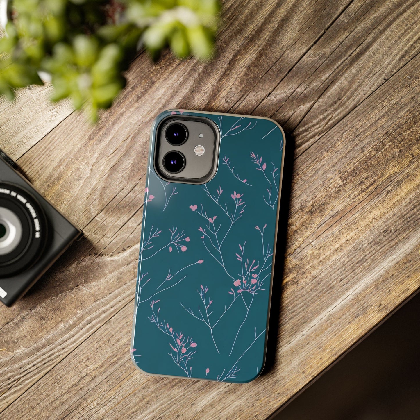 Teal Floral Tough Phone Case