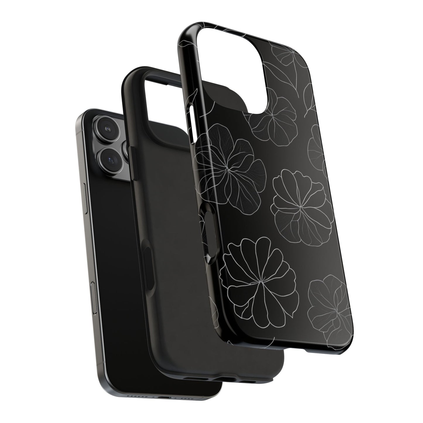 Black Floral Tough Phone Case