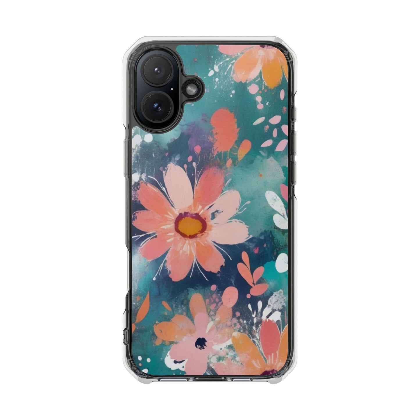 Pastel Floral Magnetic Clear Impact Case for iPhone 16 15 14