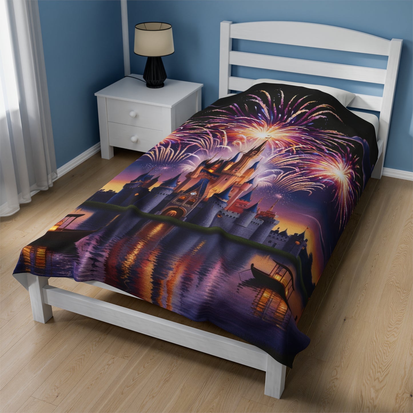 Velveteen Blanket - Castle and Fireworks Design