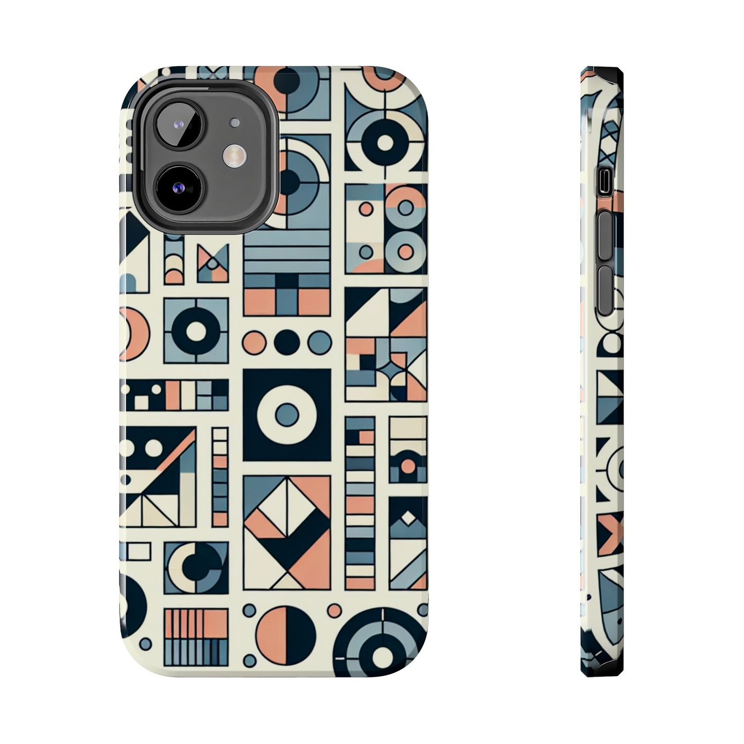 Geometric Print Tough Phone Case for iPhone 16 15 14 13 12 11 X 8 7 Samsung Galaxy S24 S23 S22 S21
