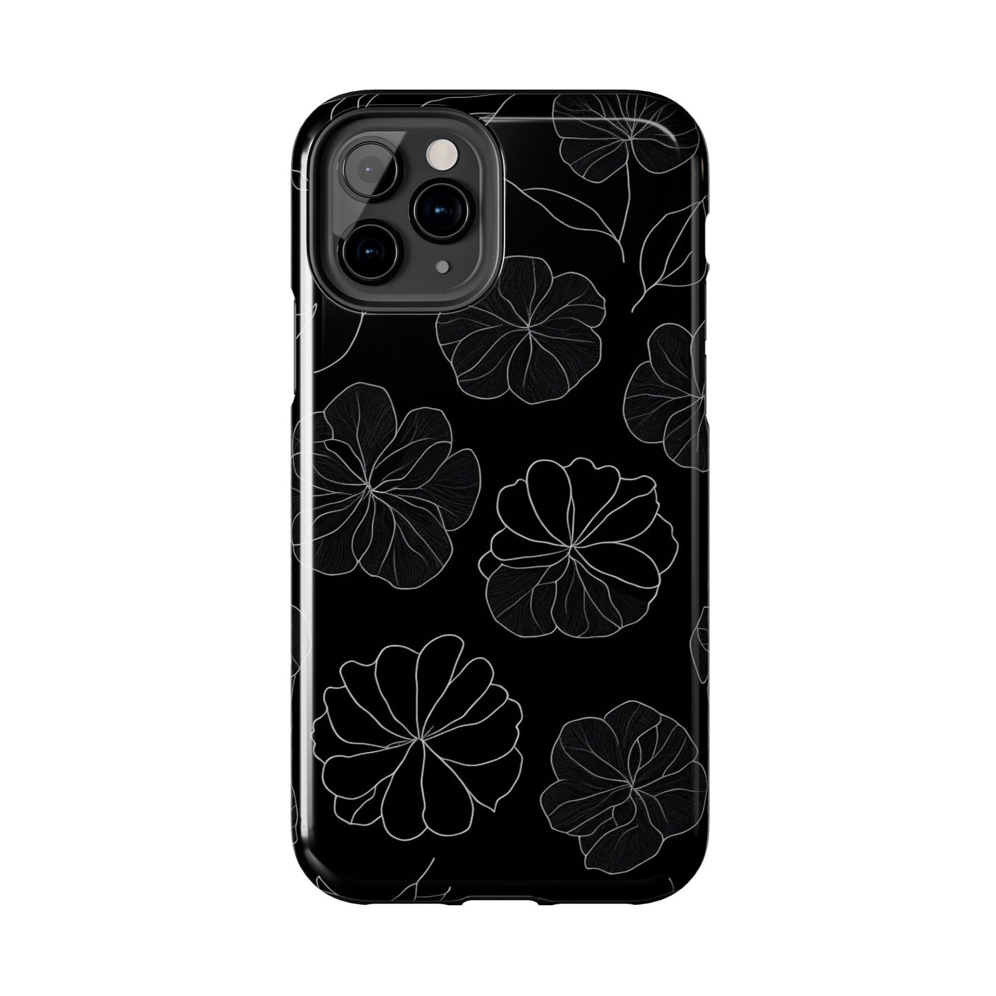 Black Floral Tough Phone Case