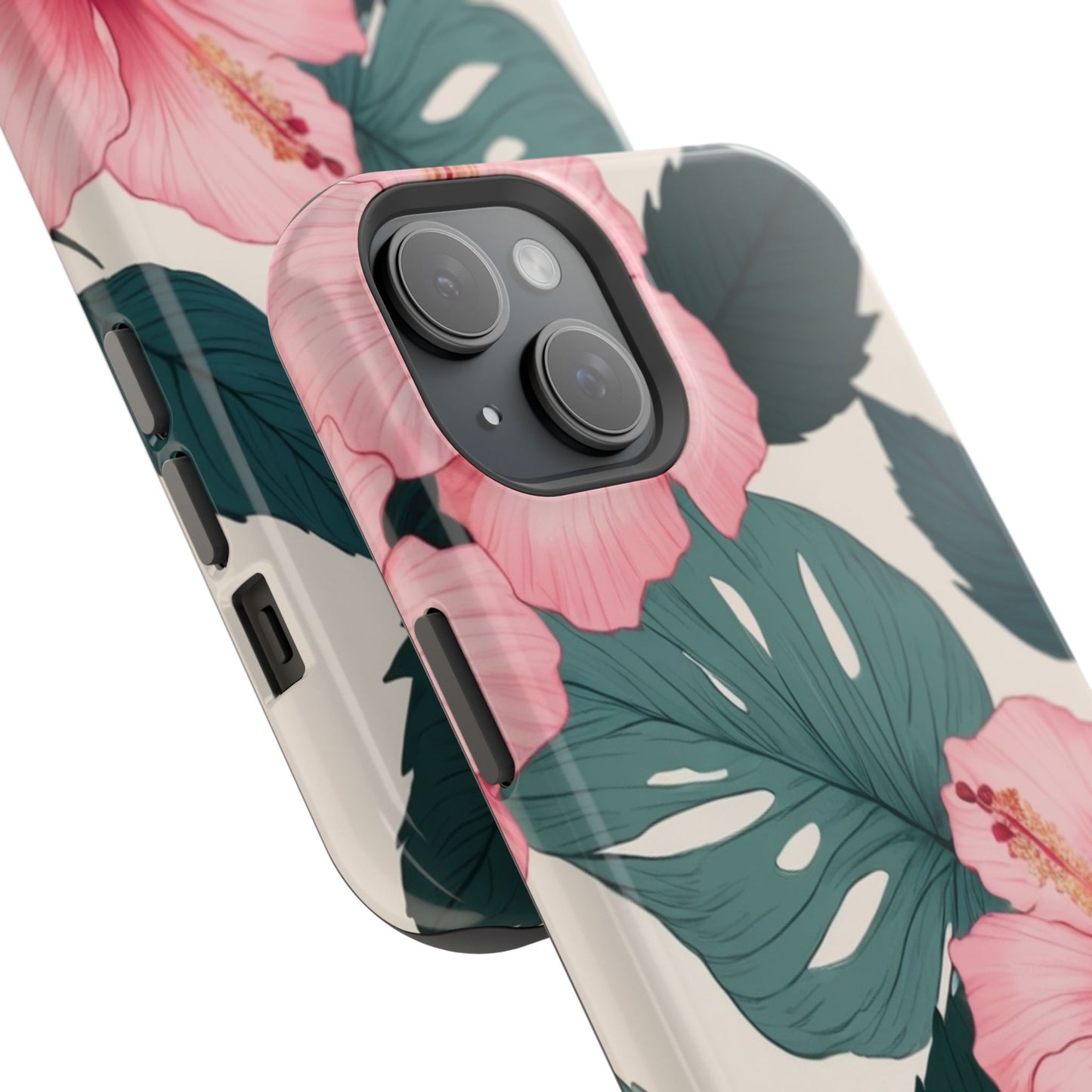Tropical Hibiscus Magnetic Tough Phone Case for iPhone 13 14 15 16 Models