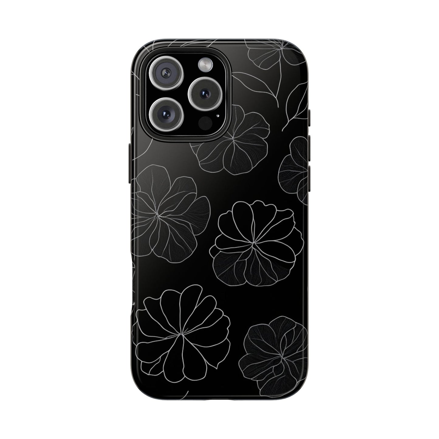 Black Floral Tough Phone Case