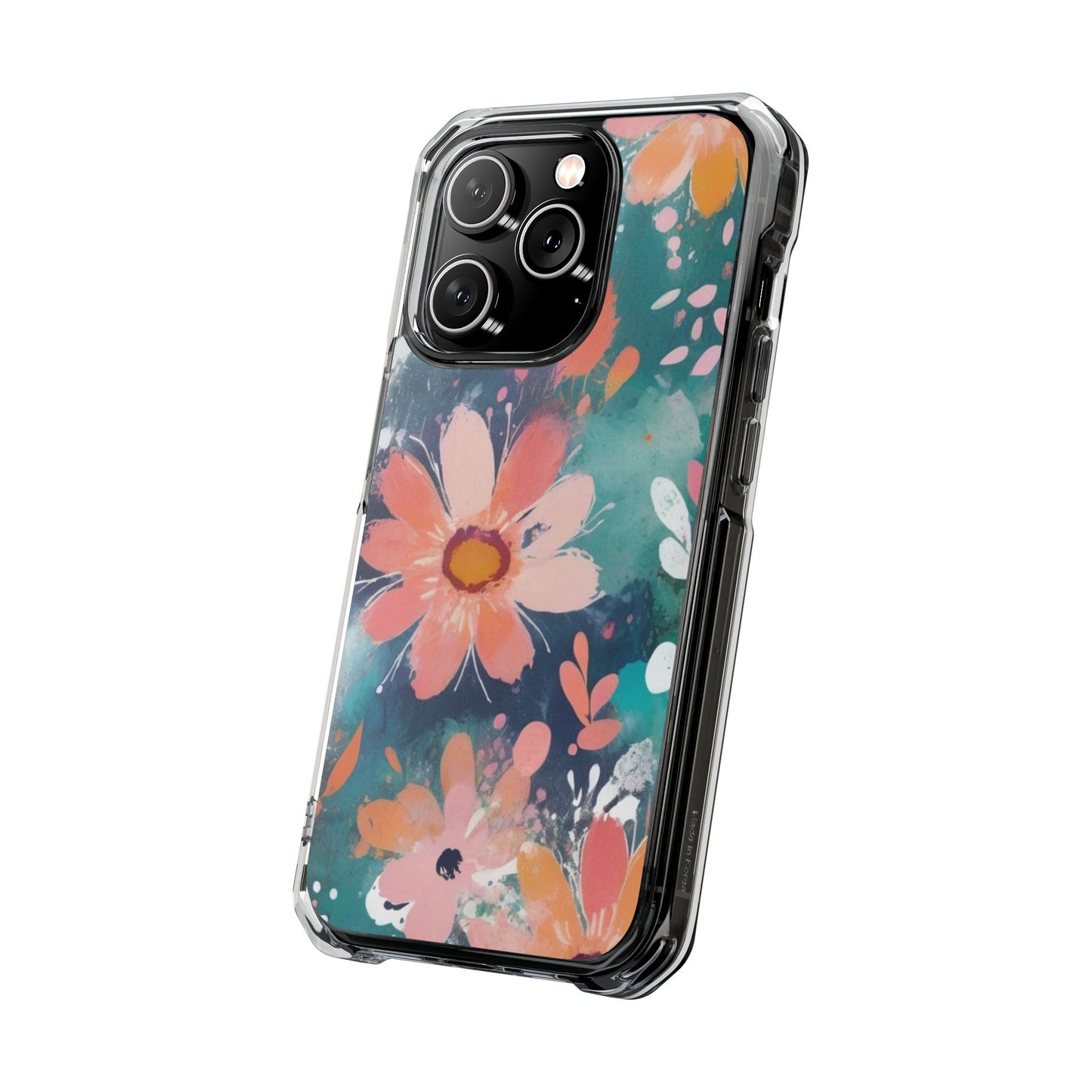Pastel Floral Magnetic Clear Impact Case for iPhone 16 15 14