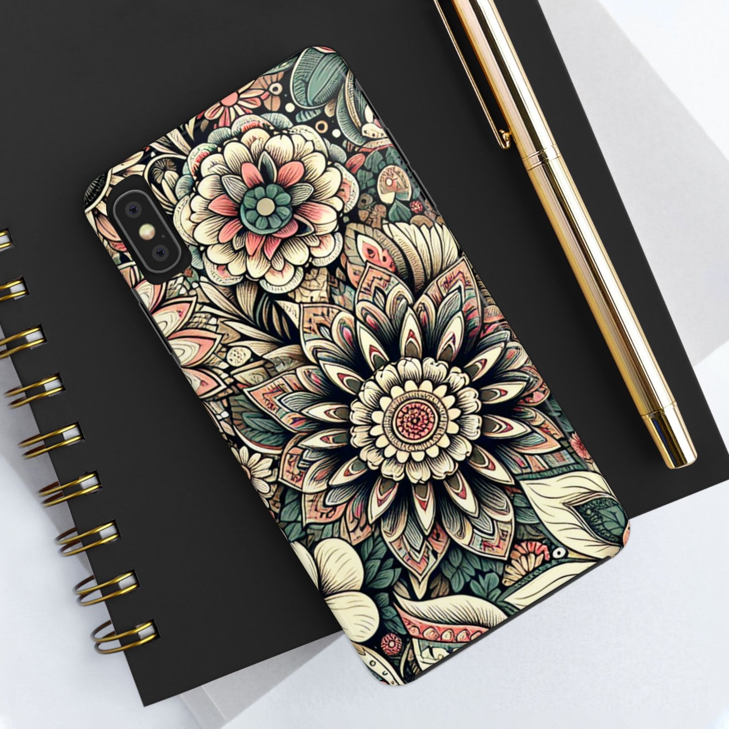 Boho Floral Tough Case for iPhone 16 15 14 13 12 11 X 8 7 Samsung Galaxy S24 S23 S22 S21