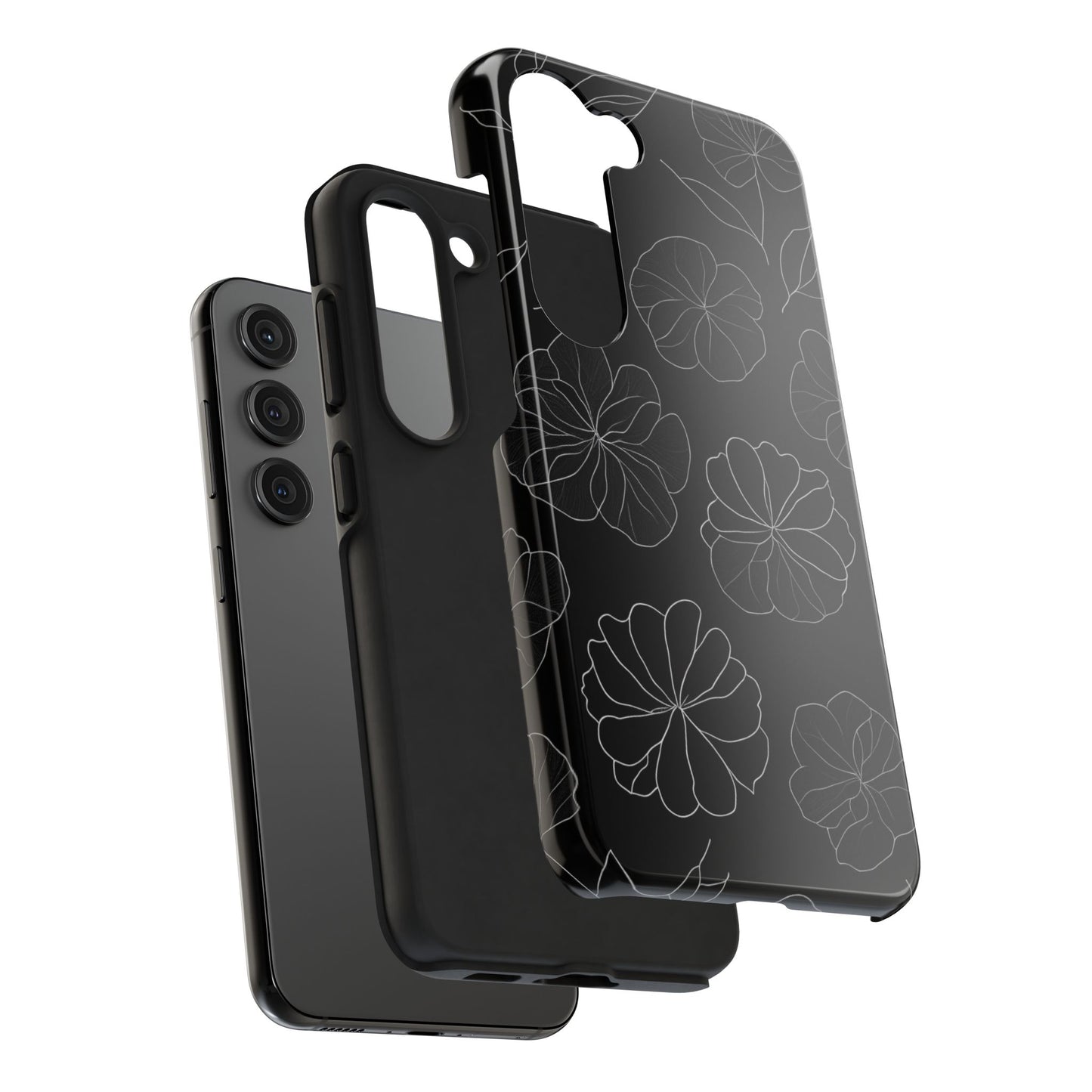 Black Floral Tough Phone Case
