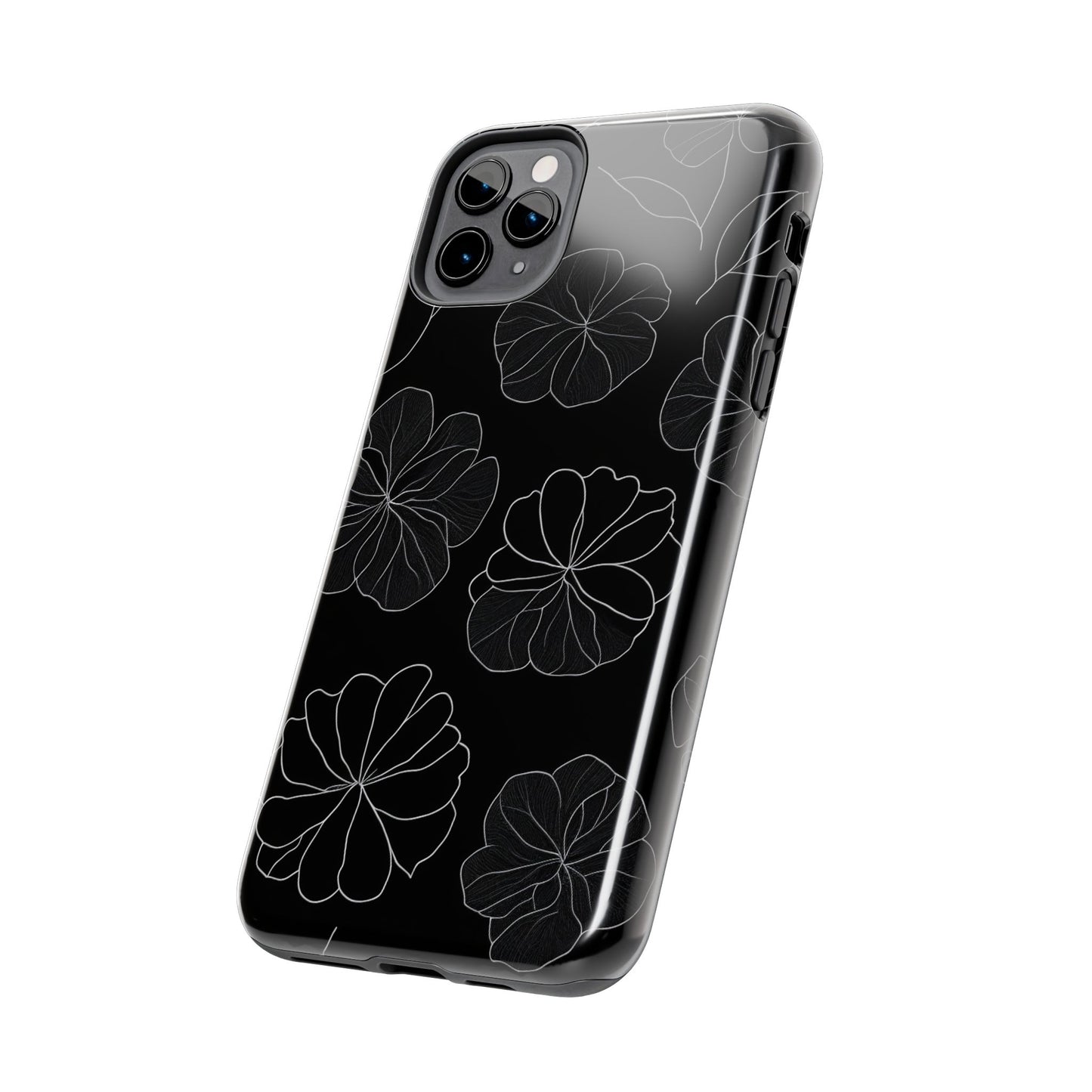 Black Floral Tough Phone Case