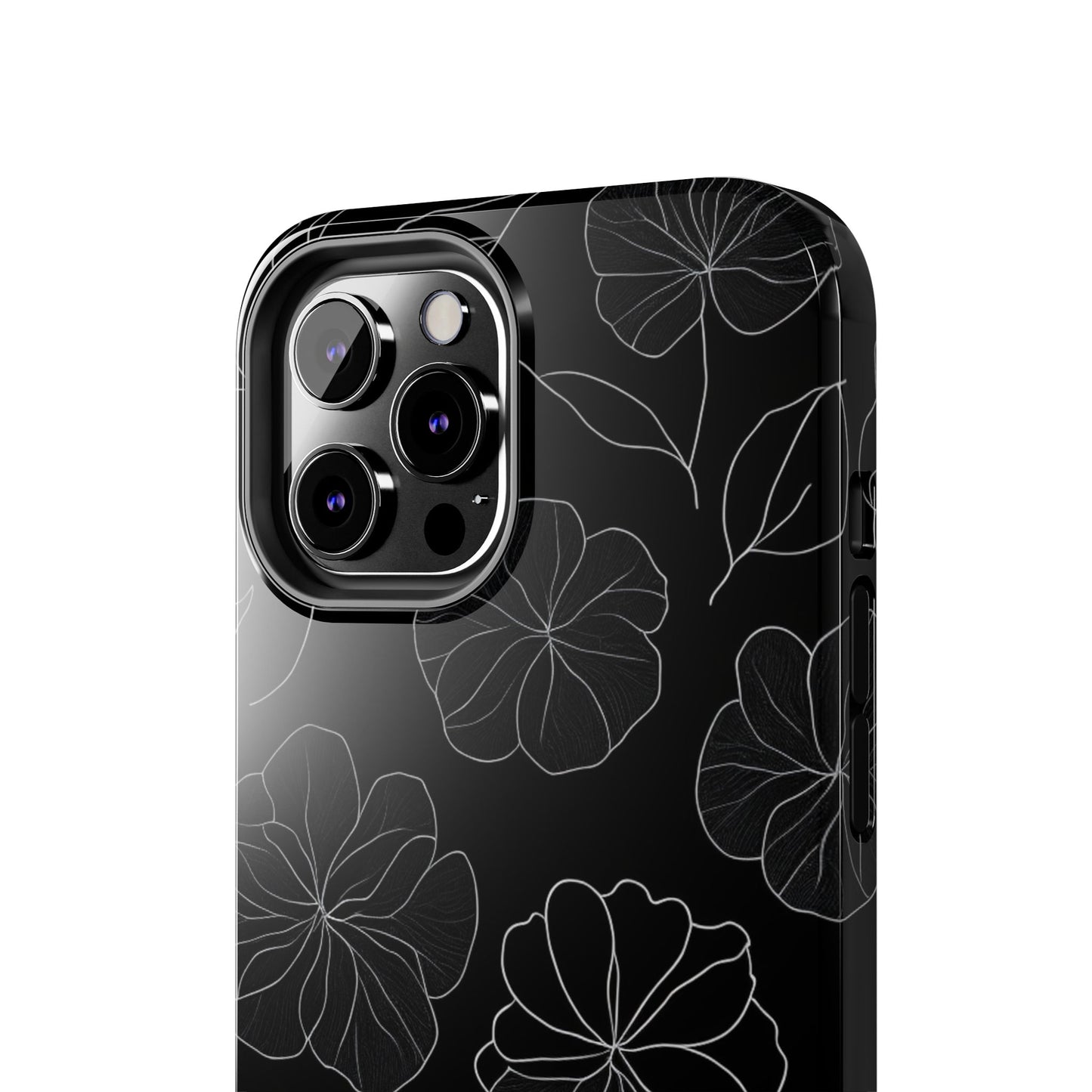 Black Floral Tough Phone Case