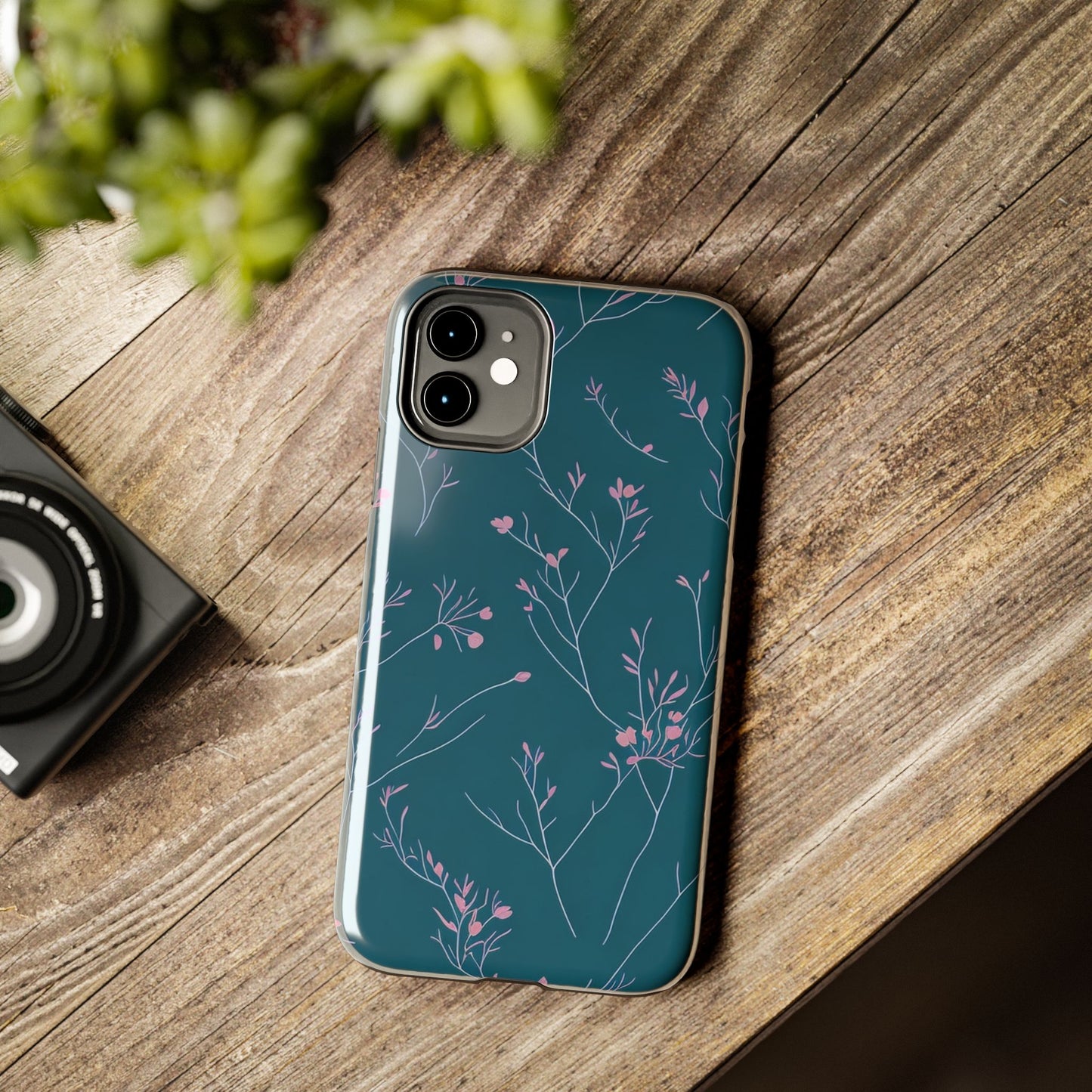 Teal Floral Tough Phone Case