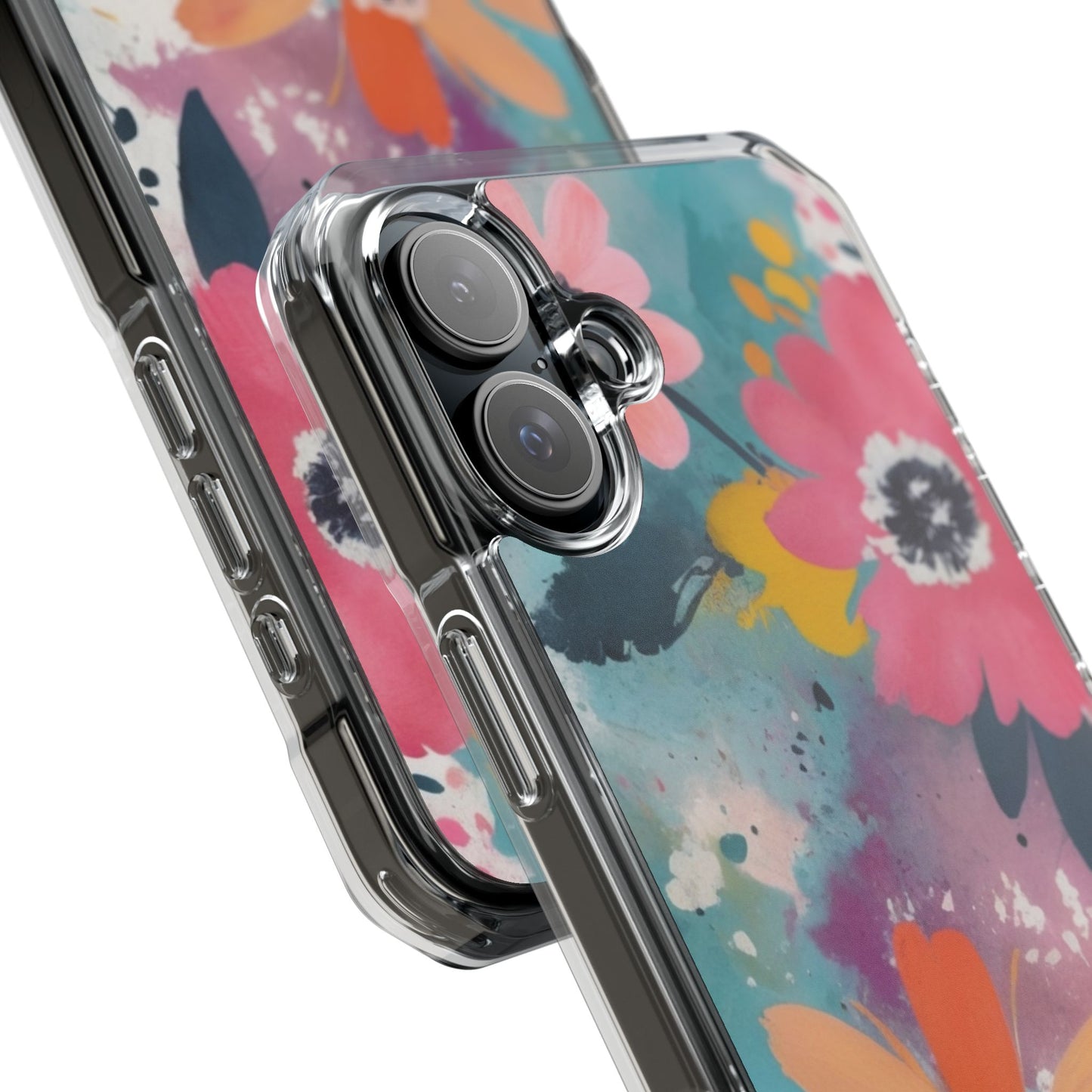 Vibrant Floral Magnetic Clear Impact Case for iPhone 16 15 14