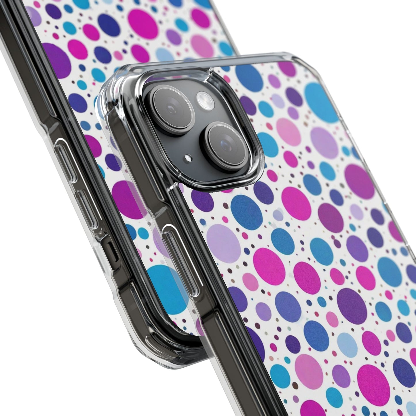 Polka Dot Design Magnetic Clear Impact Case for iPhone 16 15 14