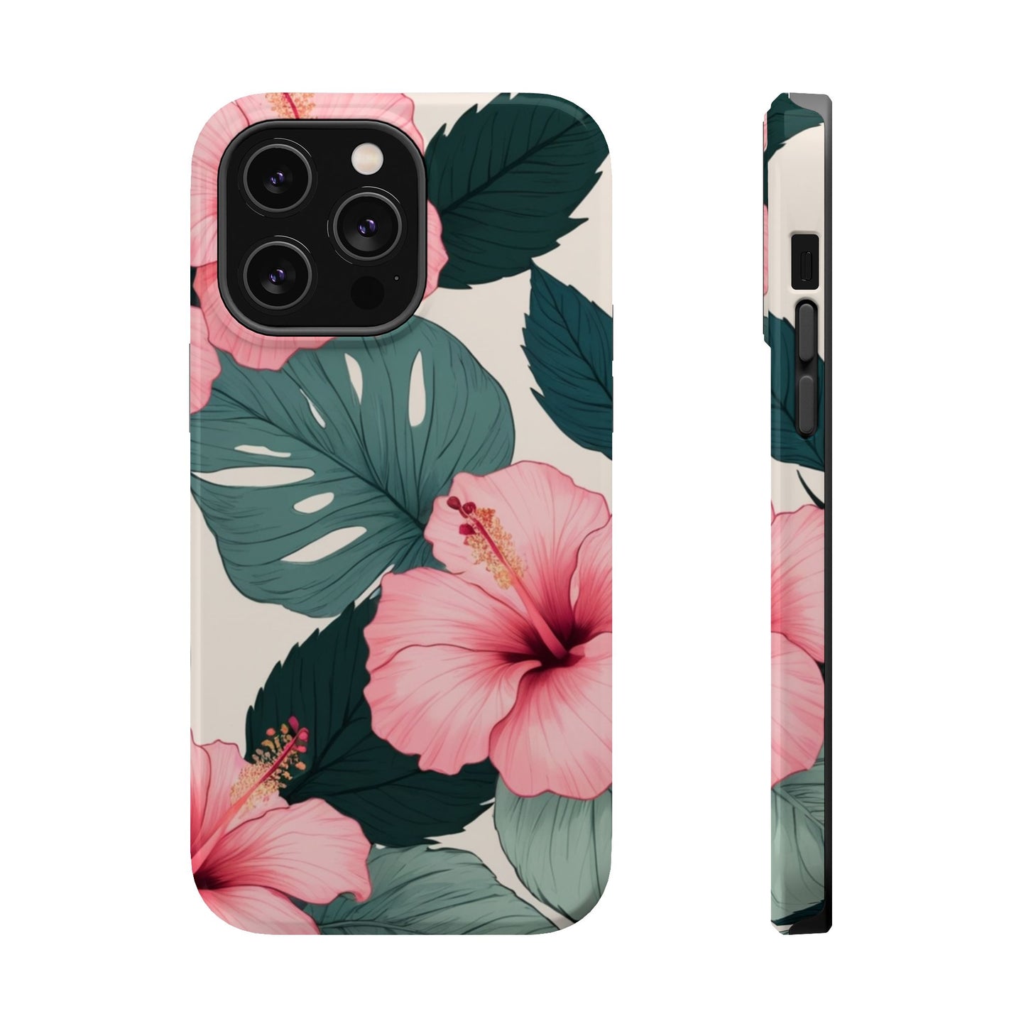 Tropical Hibiscus Magnetic Tough Phone Case for iPhone 13 14 15 16 Models