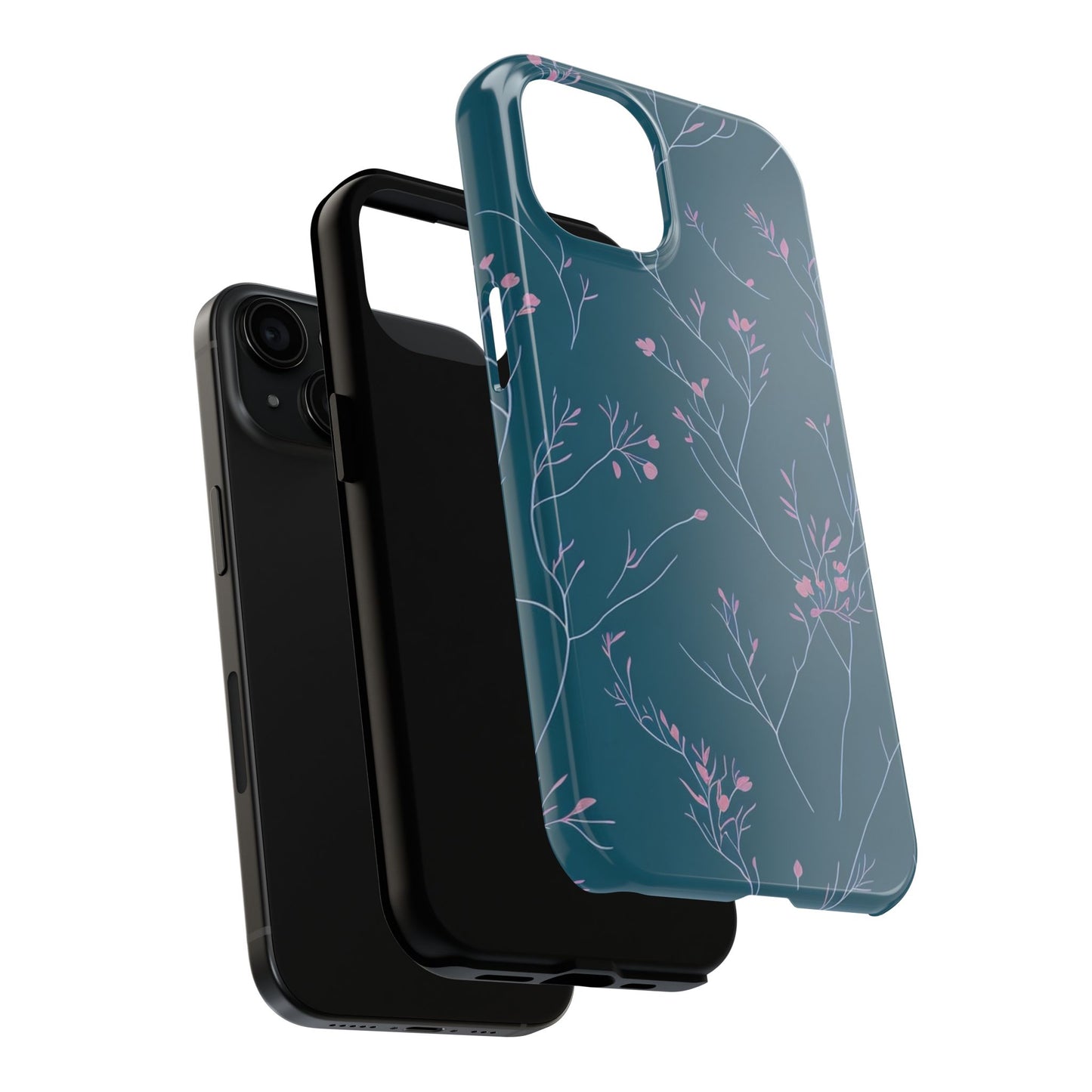 Teal Floral Tough Phone Case
