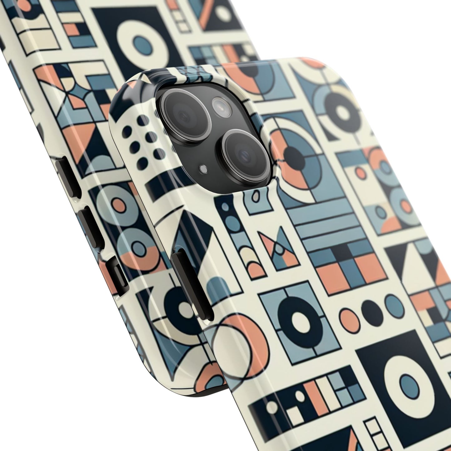 Geometric Print Tough Phone Case for iPhone 16 15 14 13 12 11 X 8 7 Samsung Galaxy S24 S23 S22 S21
