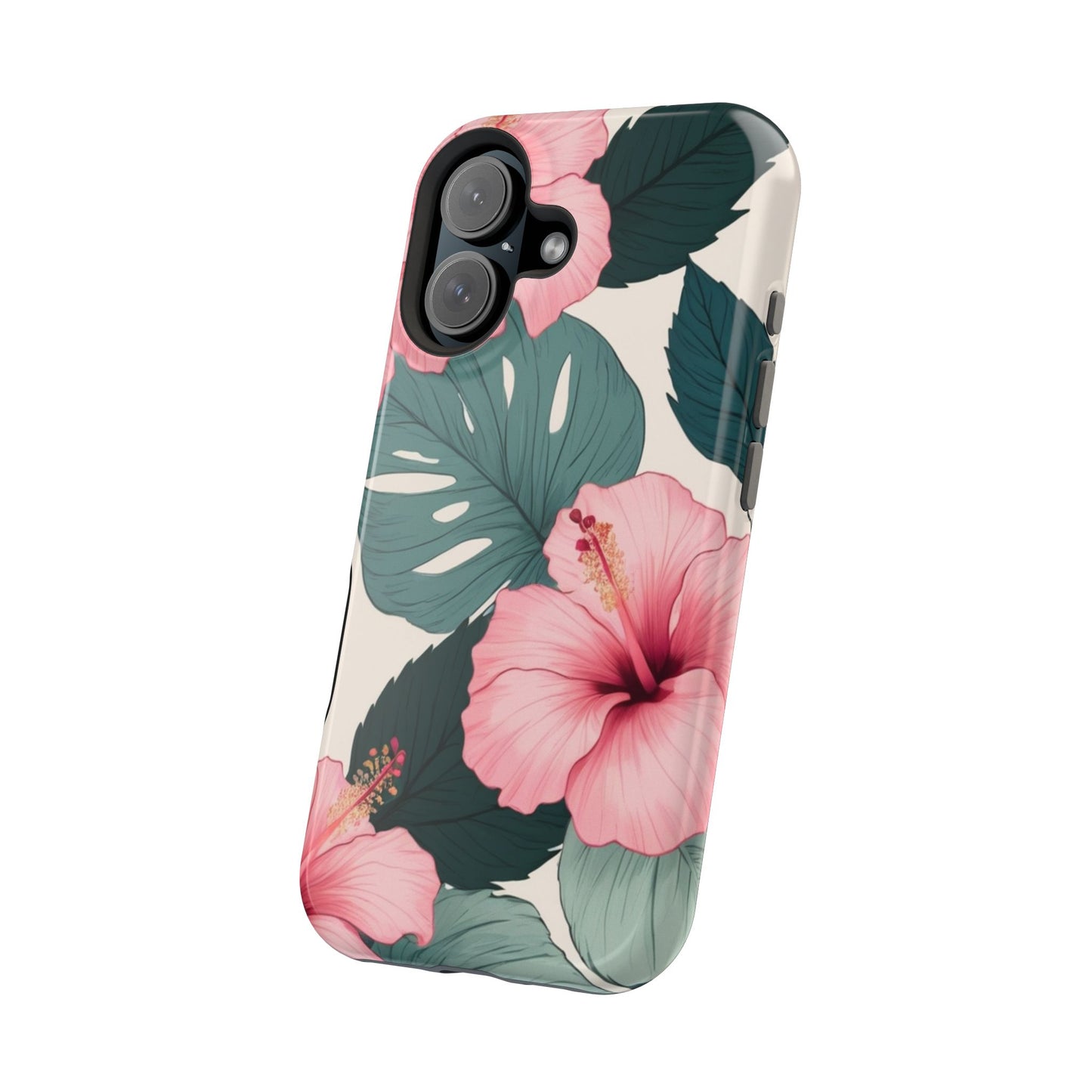 Tropical Hibiscus Magnetic Tough Phone Case for iPhone 13 14 15 16 Models