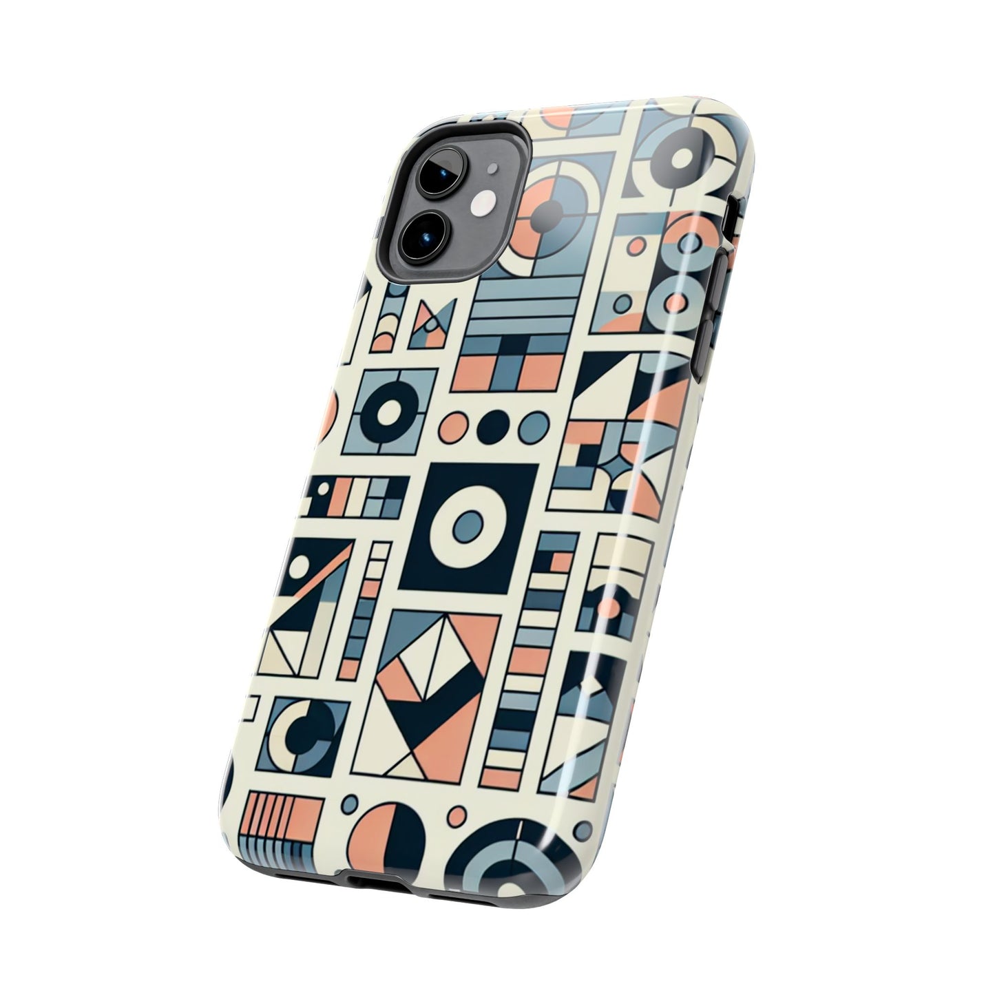 Geometric Print Tough Phone Case for iPhone 16 15 14 13 12 11 X 8 7 Samsung Galaxy S24 S23 S22 S21