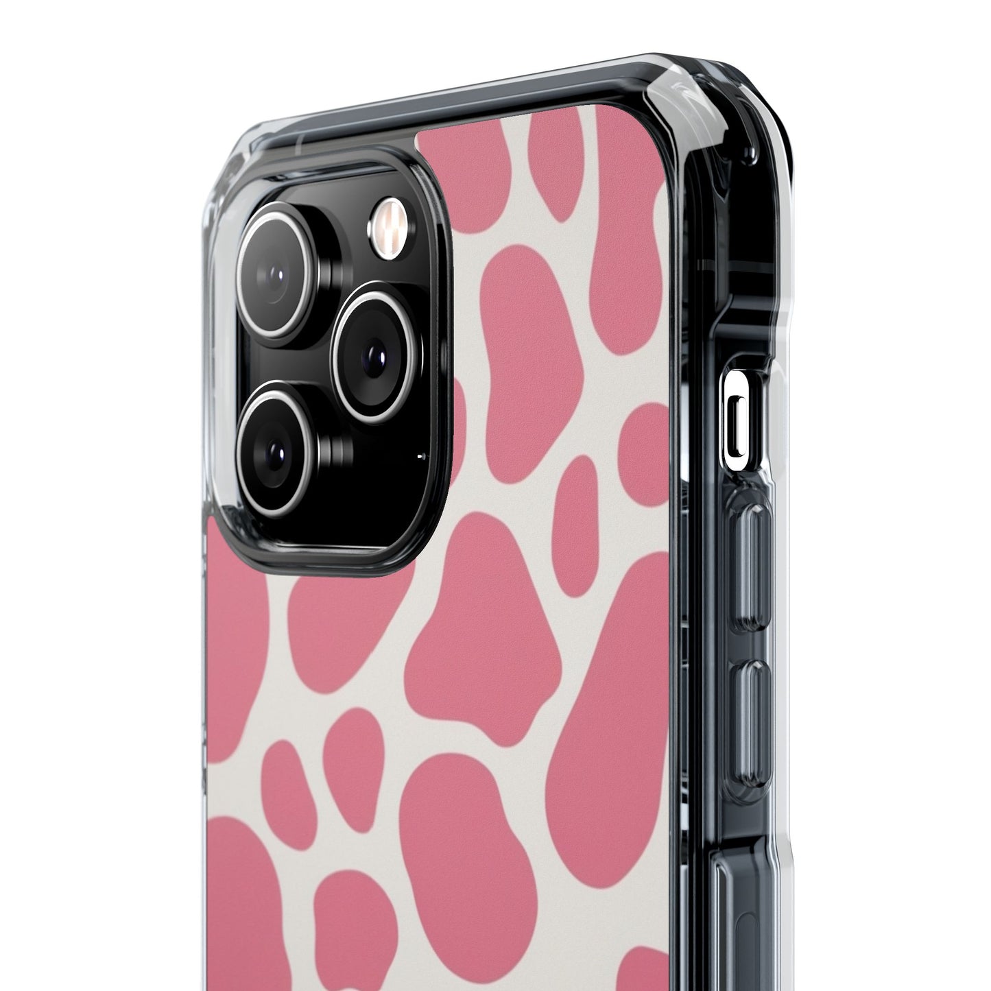Pink Giraffe Print Magnetic Clear Impact Case for iPhone 16 15 14