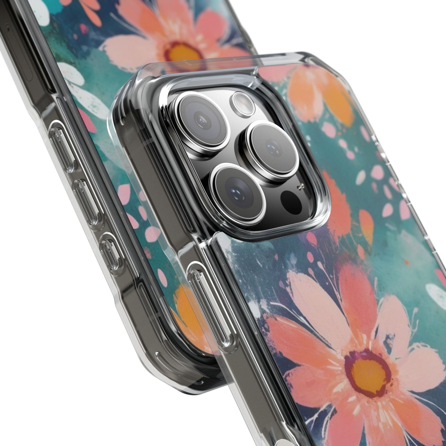 Pastel Floral Magnetic Clear Impact Case for iPhone 16 15 14
