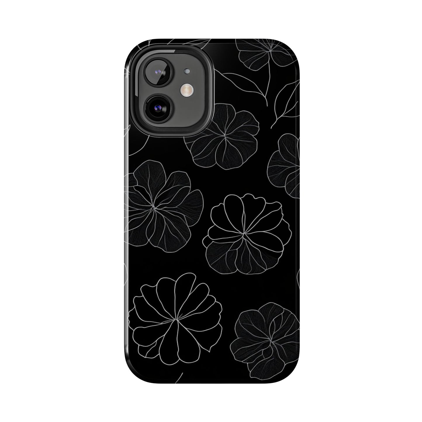 Black Floral Tough Phone Case