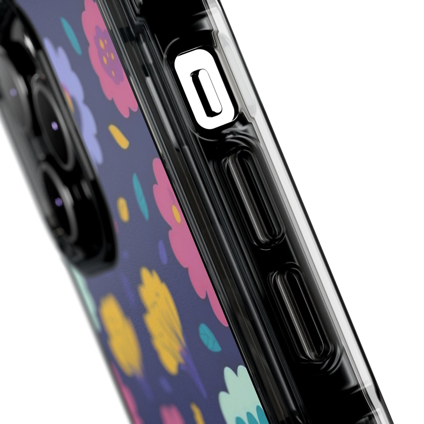 Purple Floral Magnetic Clear Impact Case for iPhone 16 15 14