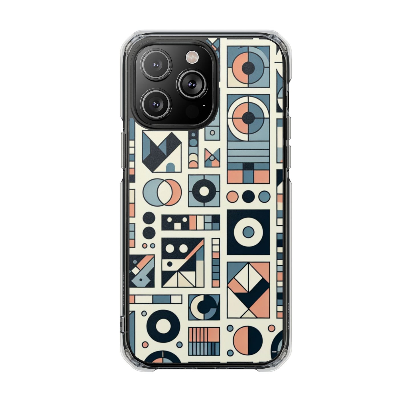 Geometric Print Magnetic Clear Impact Case for iPhone 16 15 14