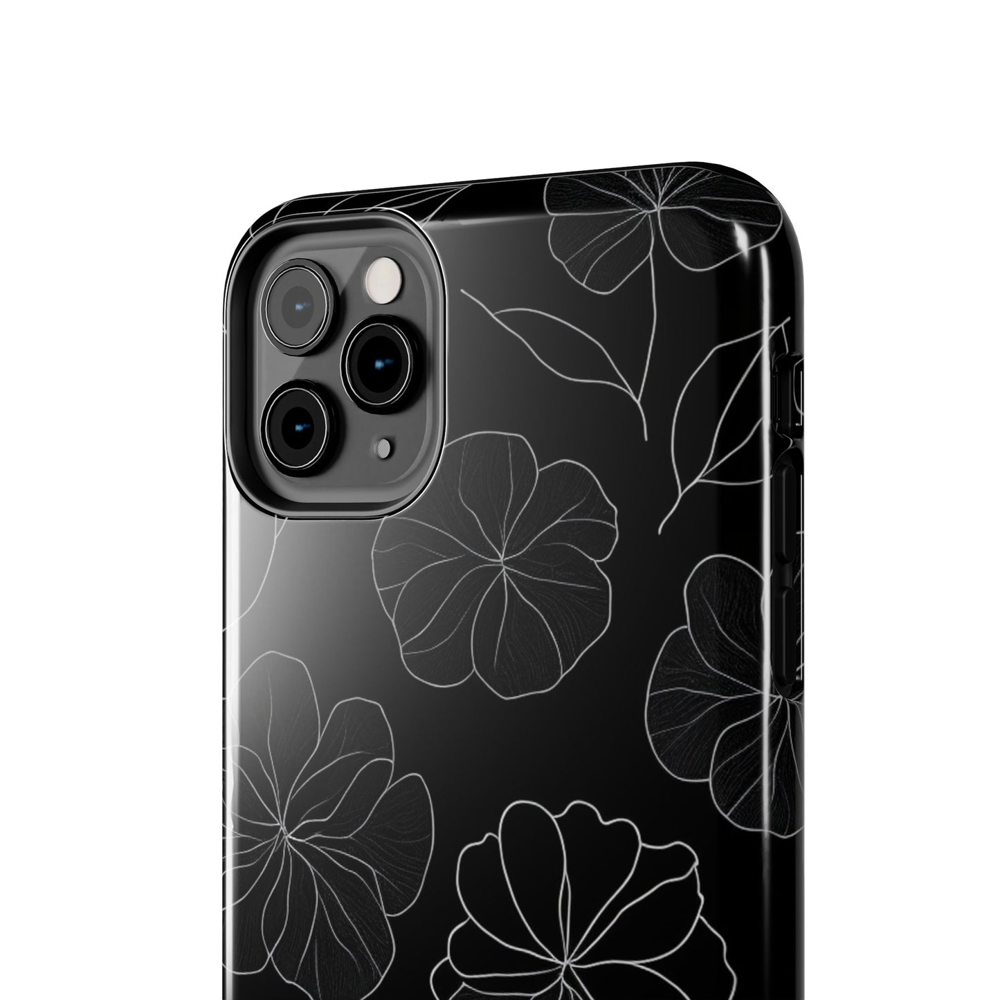 Black Floral Tough Phone Case