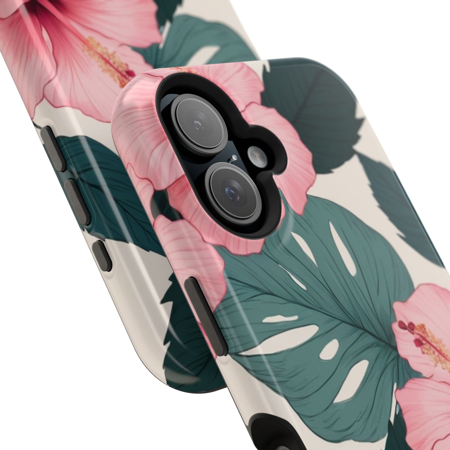 Tropical Hibiscus Magnetic Tough Phone Case for iPhone 13 14 15 16 Models