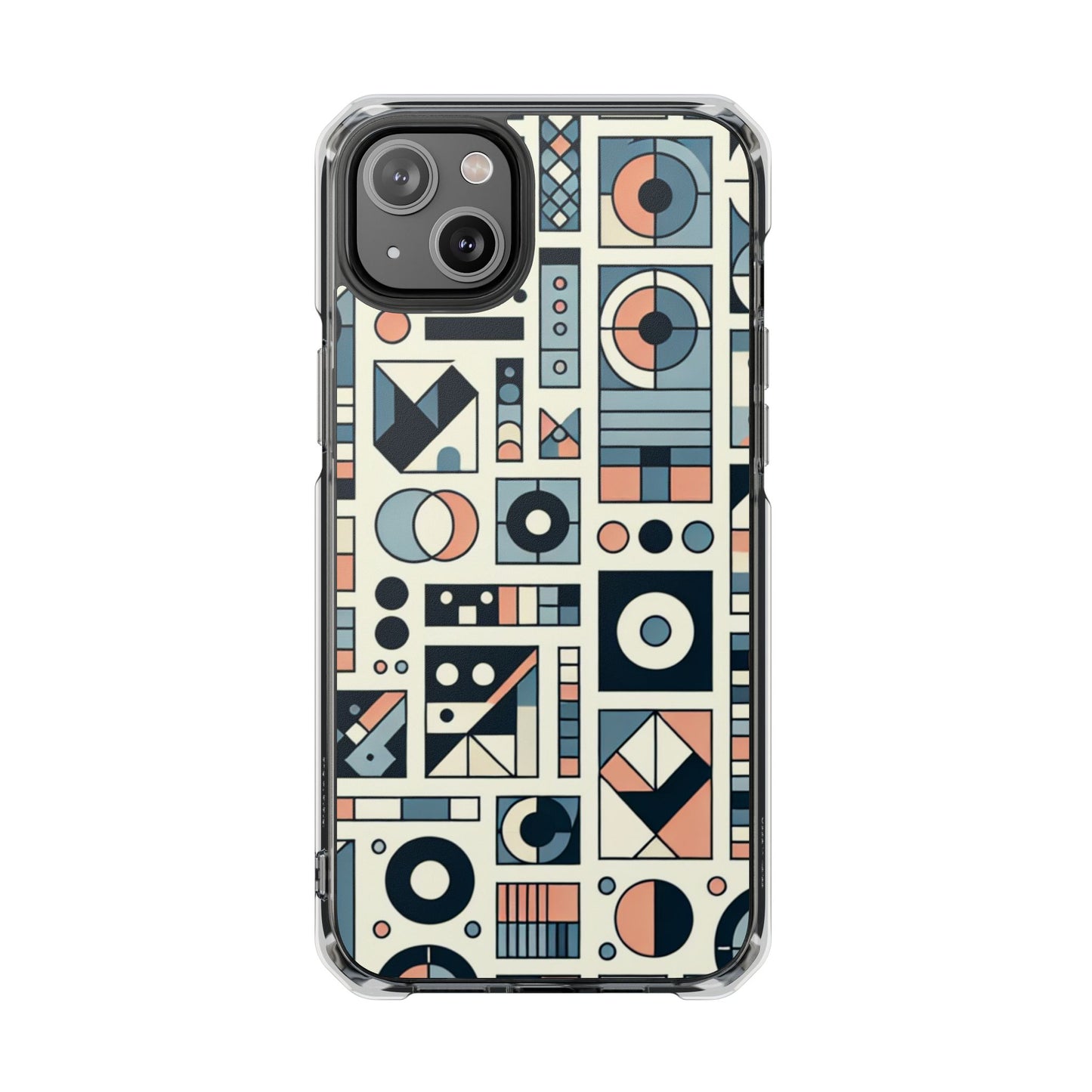 Geometric Print Magnetic Clear Impact Case for iPhone 16 15 14